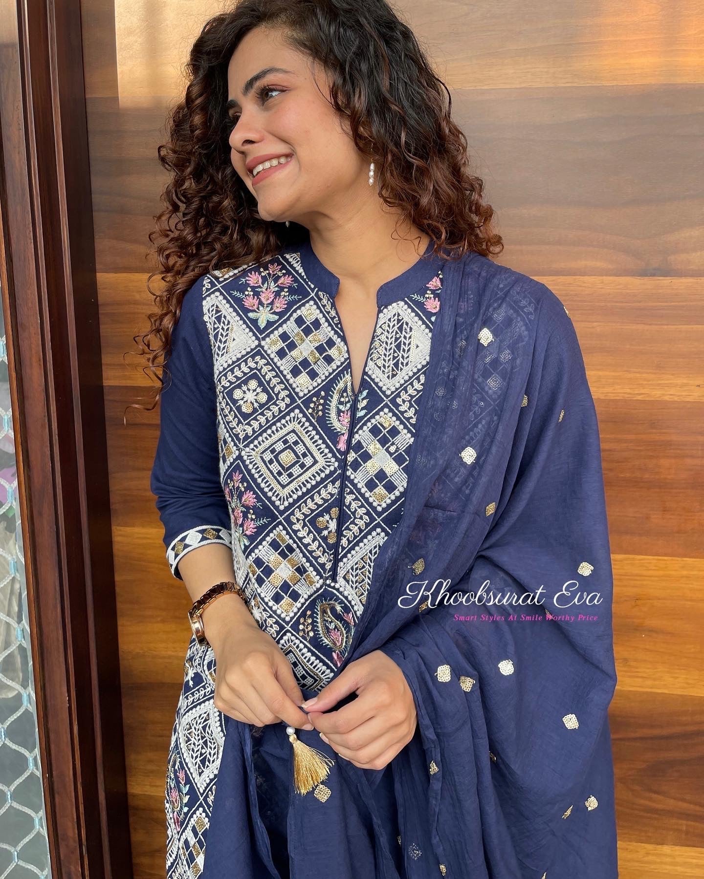 Blue Embroidered Festival Suit Set for Women - Traditional Ethnic Outfit for Parties & Celebrations - Perfect for Diwali, Weddings & Cultural Events