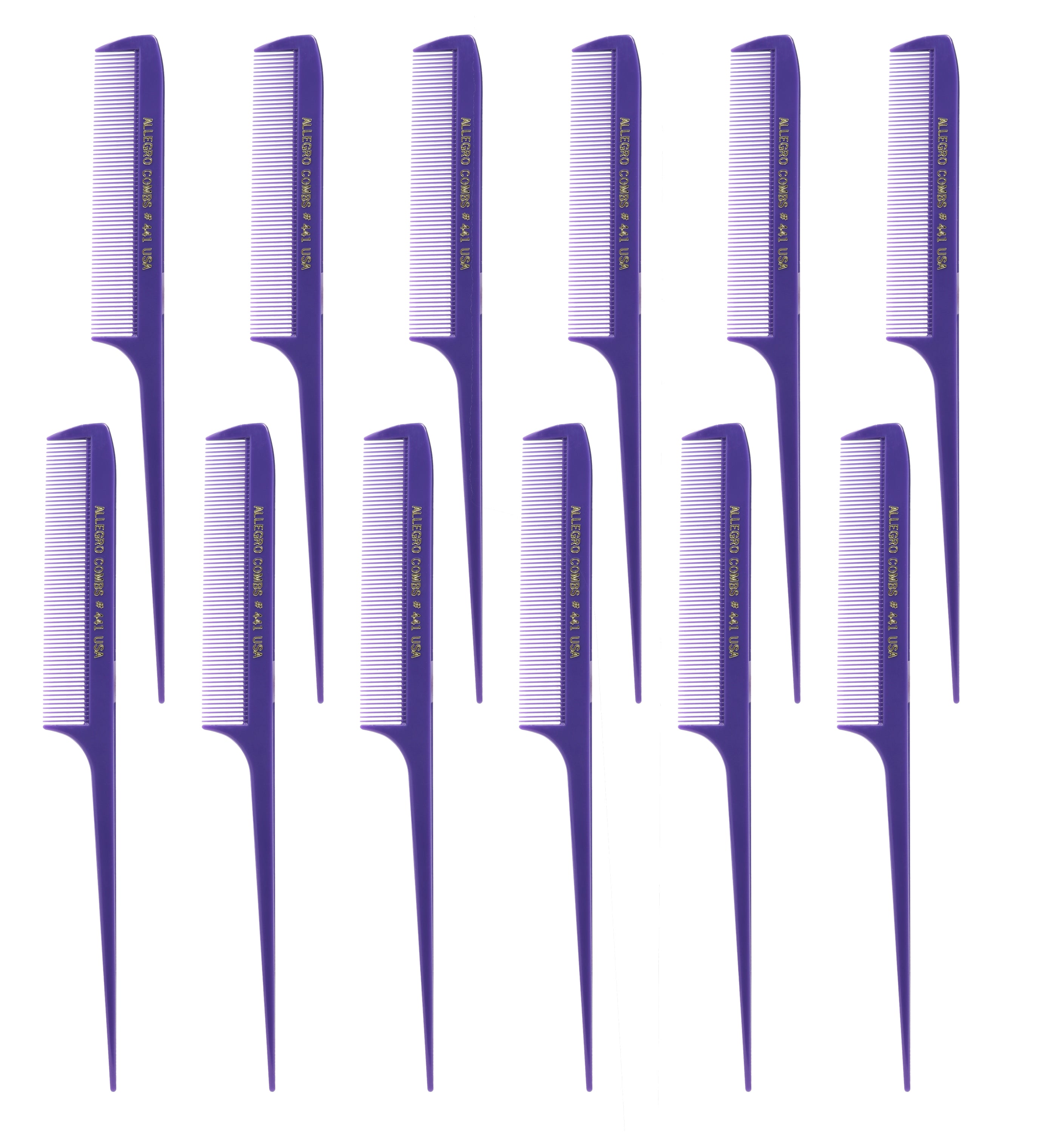 Allegro Combs 441 - 8.5 Inch Rat Tail Combs for Braiding & Hair Parting, Fine Teeth Styling Comb Set of 12 - Perfect for Salon Professionals, Hair Stylists & DIY Hairstyling at Home