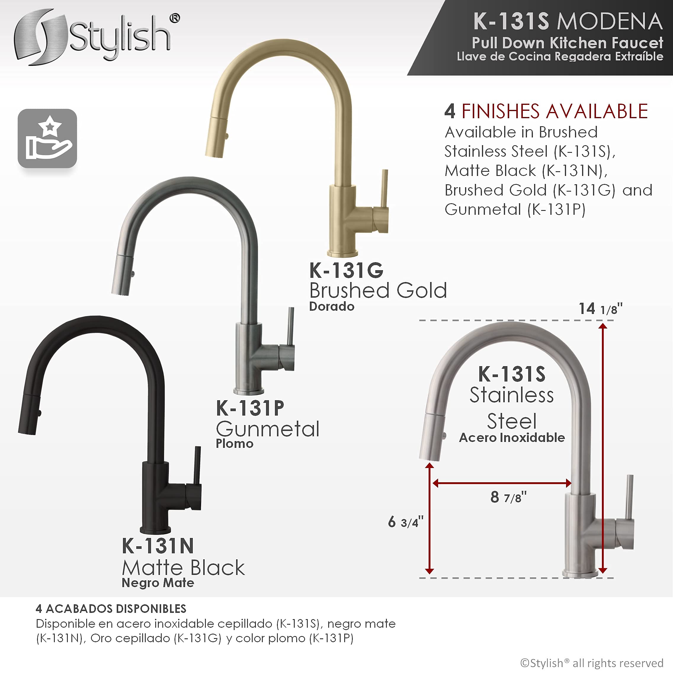 Stylish Brushed Stainless Steel Kitchen Faucet with Sprayer - Perfect for Modern Kitchens