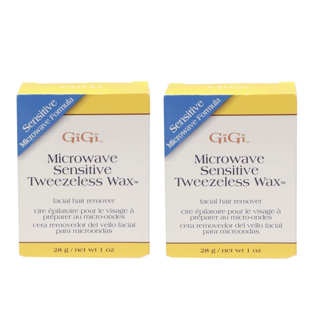 GiGi Microwave Tweezeless Wax Kit - Sensitive Skin Hair Removal, Non-Strip Waxing for Painless Bikini & Facial Hair - 2 Pack - Perfect for At-Home Salon Waxing & Smooth Skin Care