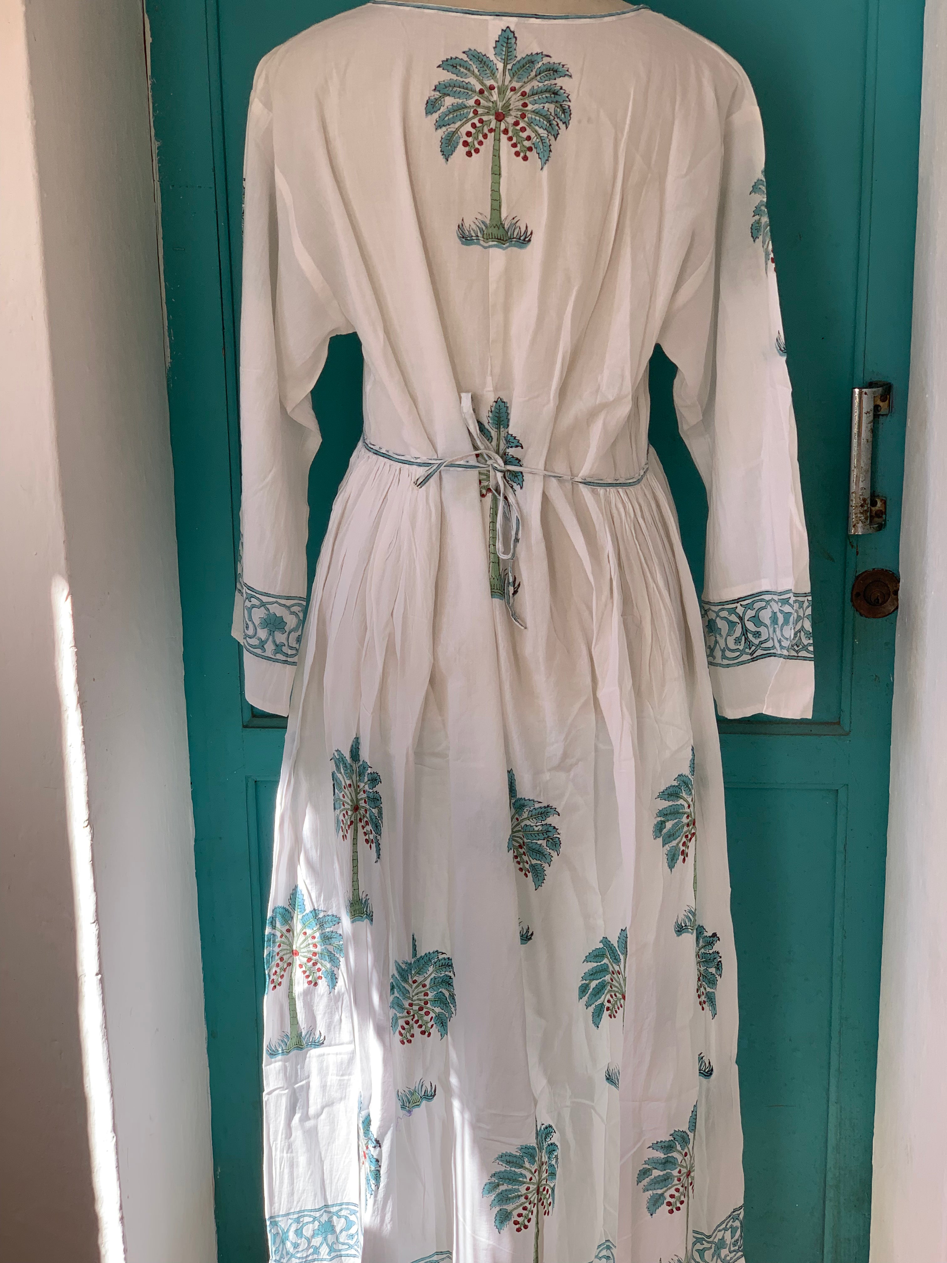 Handmade Mughal Block Print Dress – Traditional Indian Cotton Kaftan for Women | Perfect for Festivals, Weddings & Boho Chic Outfits