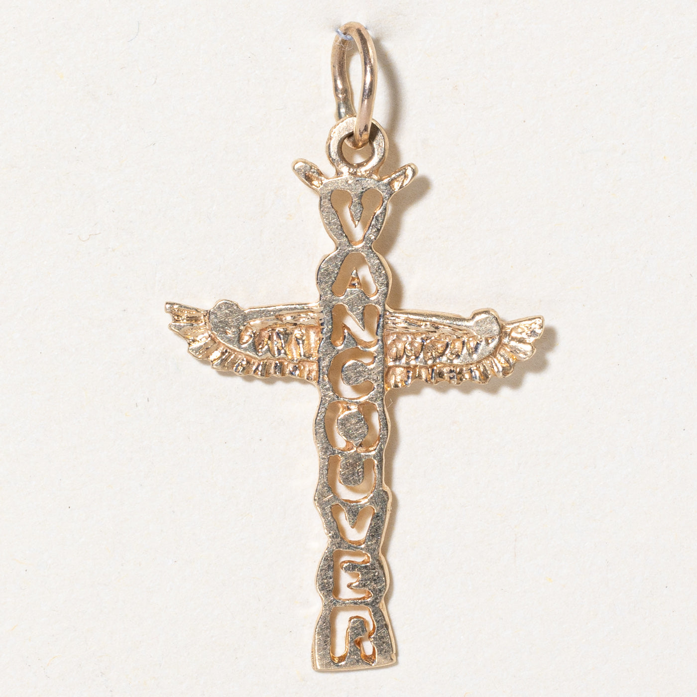 10K Yellow Gold Indigenous Totem Pole 'Vancouver' Charm Pendant - Handcrafted Native American Jewelry for Necklace, Gift & Cultural Collection | Perfect for Spirituality, Ancestral Pride & Special Occasions