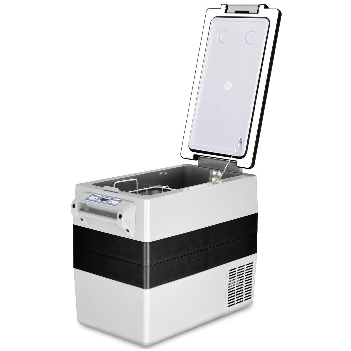 HOMGX 54 Quart Portable Freezer, 52L Car Fridge with Adjustable Temperature Display, DC 12/24V, for RV, Boat, Camping, Home, Travel, and Outdoor Adventures, White