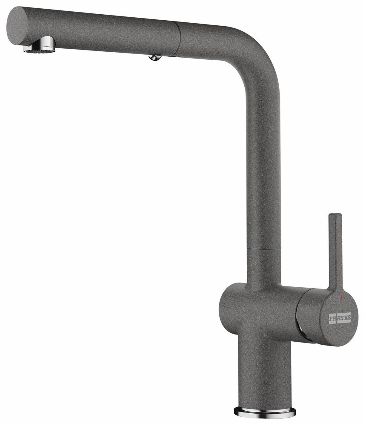 Franke Active Kitchen Faucet with Pullout Spray - Brushed Nickel/Stone Grey Finish | Modern High-Arc Design for Easy Washing & Food Prep | Perfect for Busy Home Cooks & Professional Chefs