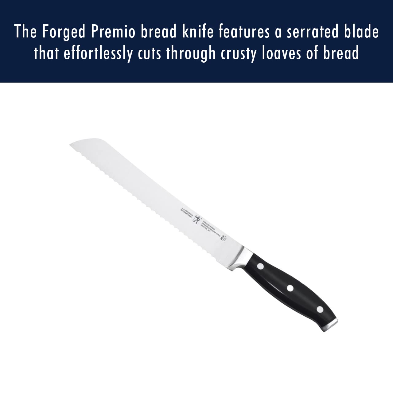 HENCKELS Forged Premio 8-inch Stainless Steel Bread Knife - Sharp & Durable for Slicing Bread, Cake & Pastries - Perfect for Home Kitchens & Bakeries