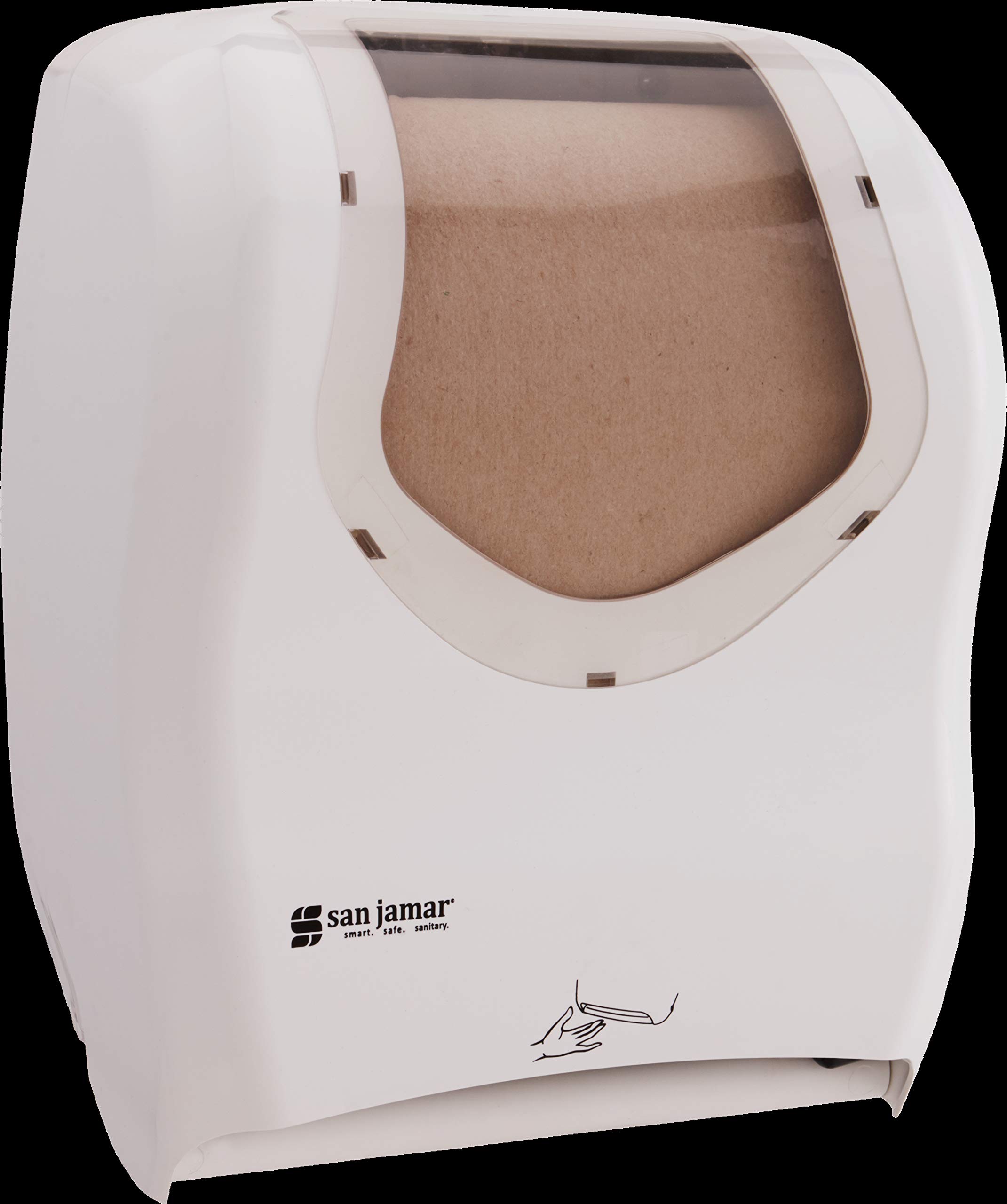San Jamar Summit Smart System with IQ Sensor Paper Towel Dispenser - Touchless Operation for Standard & 4-Inch Core Rolls - Ideal for Bathrooms, Kitchens, Restaurants & Office Spaces - White Plastic Hygienic Solution