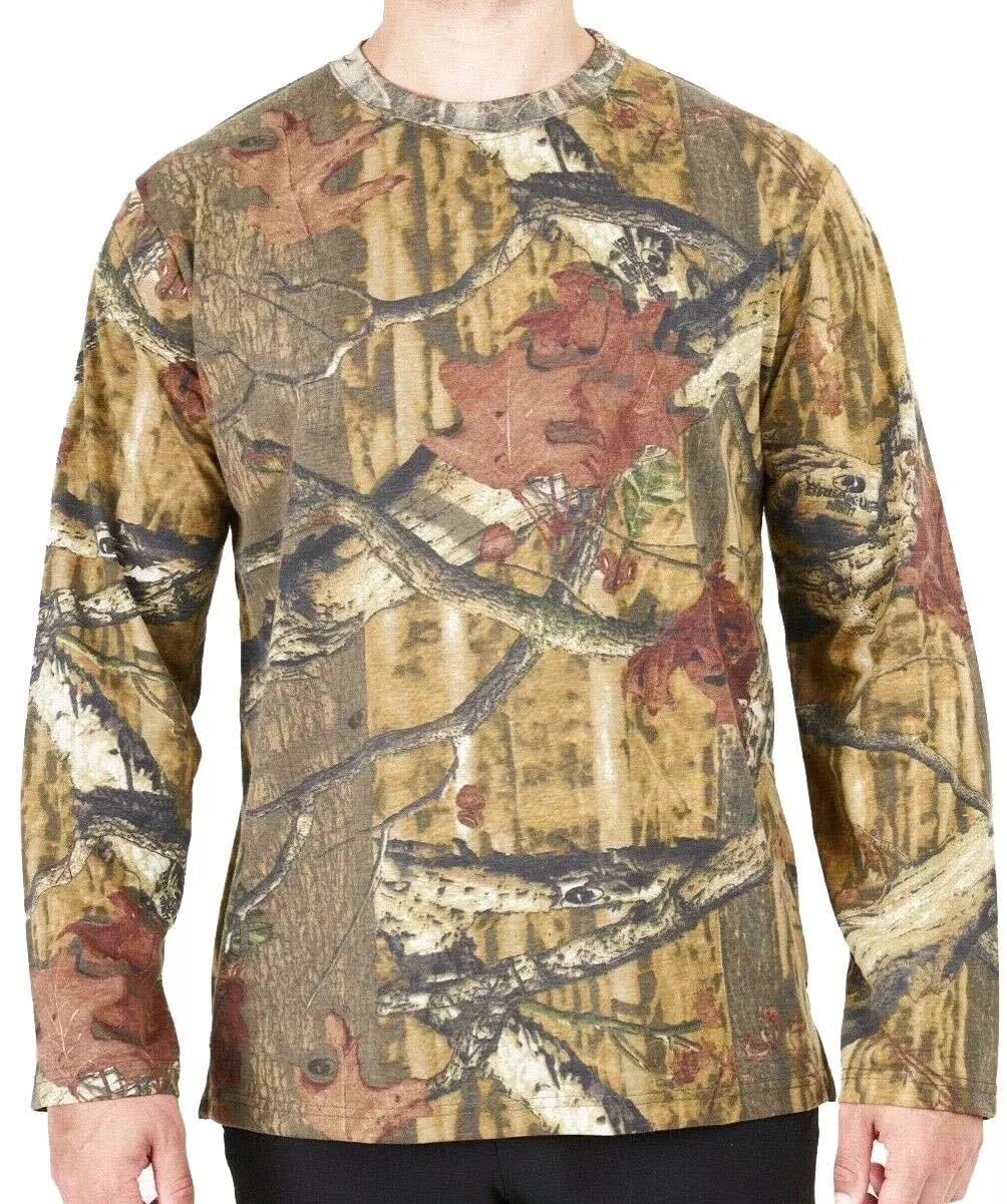 Men's Camouflage Long Sleeve T-Shirt - RealTree Jungle Forest Print, Cotton-Polyester Blend, Hunting & Fishing Shirt (Sizes M-5XL) | Durable Outdoor Clothing for Camping, Hiking & Tactical Activities