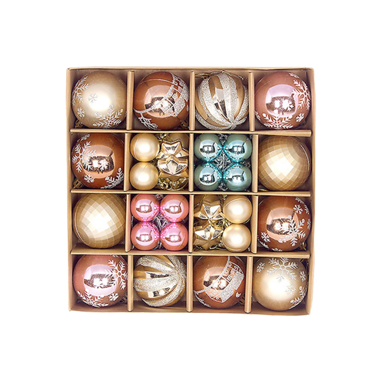 44pcs Christmas Tree Ornaments Set - 2.36/1.18 Inch Hanging Balls with Elk, Deer, Snowflake & Star Designs for Holiday Decorations (9 Styles, Multicolor) - Perfect for Xmas Tree Decorating, Home Party & Festive Gift Giving