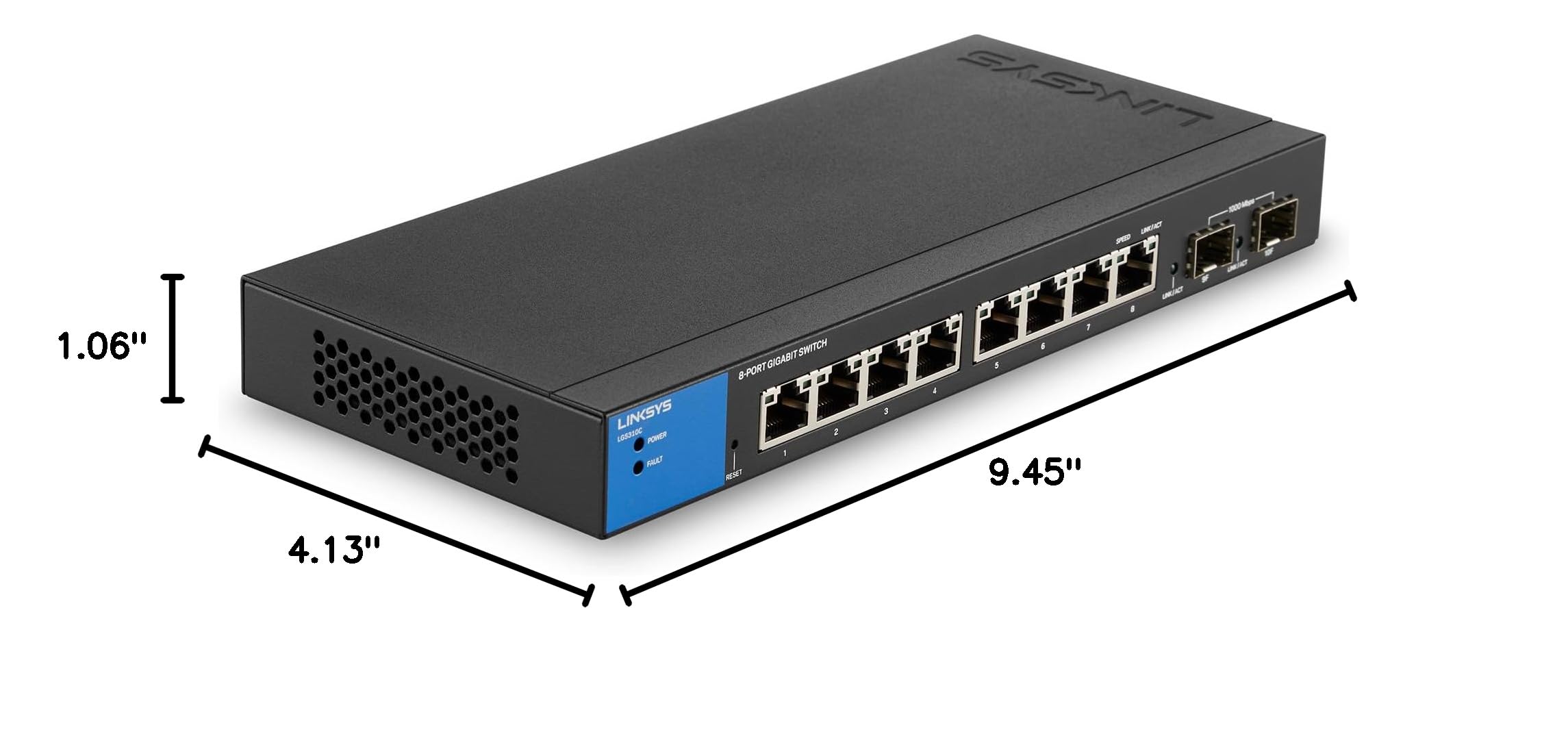 Linksys LGS310C 8-Port Gigabit Managed Network Switch with 2 SFP Uplink Ports - Advanced Security, QoS, VLAN, Static Routing | Metal Housing, Desktop/Wall Mount | Ideal for Small Business Networks, Office & Home Server Setups