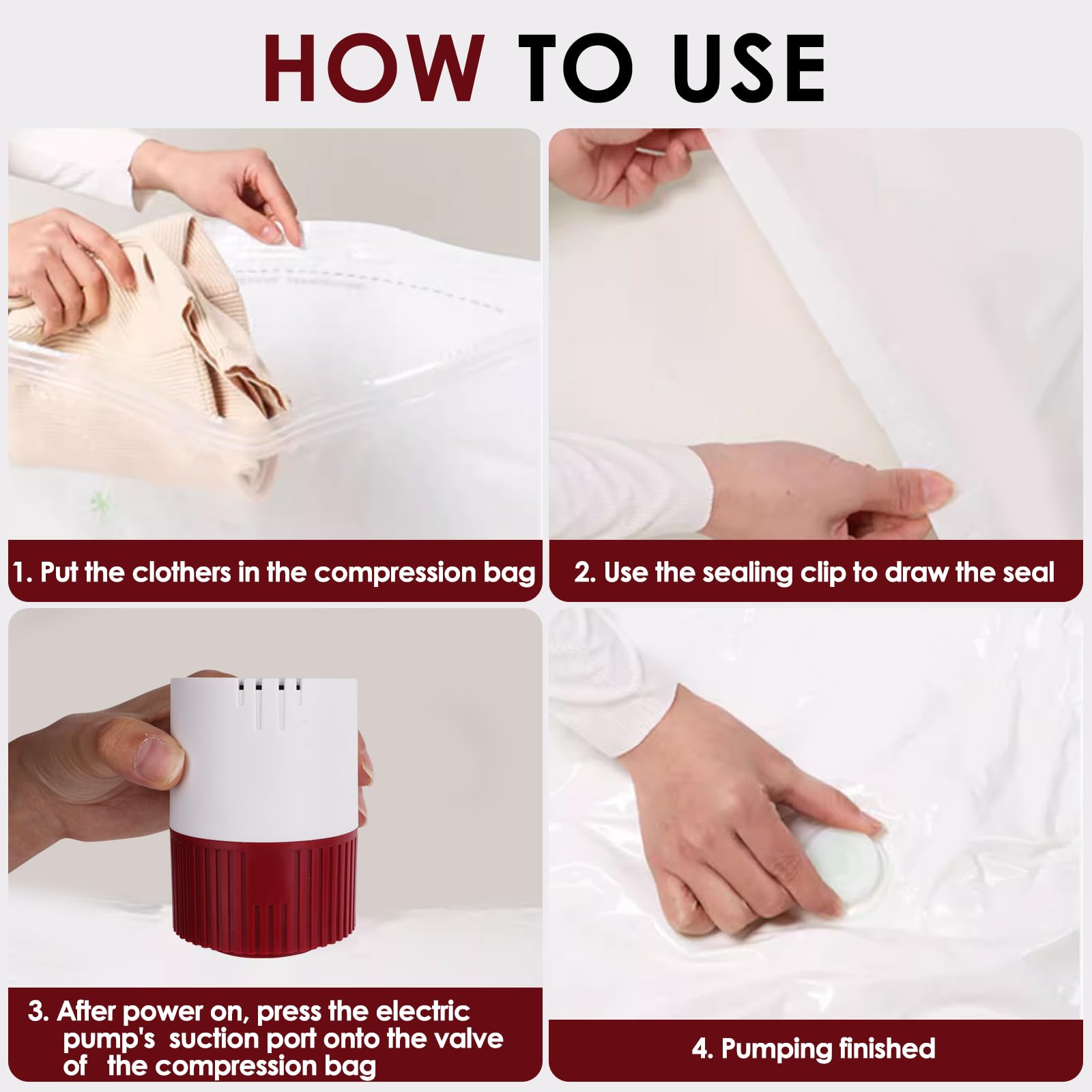30W Electric Vacuum Pump for Large Storage Bags - Powerful US Plug-in Sealer for Clothes, Blankets & Seasonal Items (Bags Not Included) - Perfect for Space Saving & Home Organization