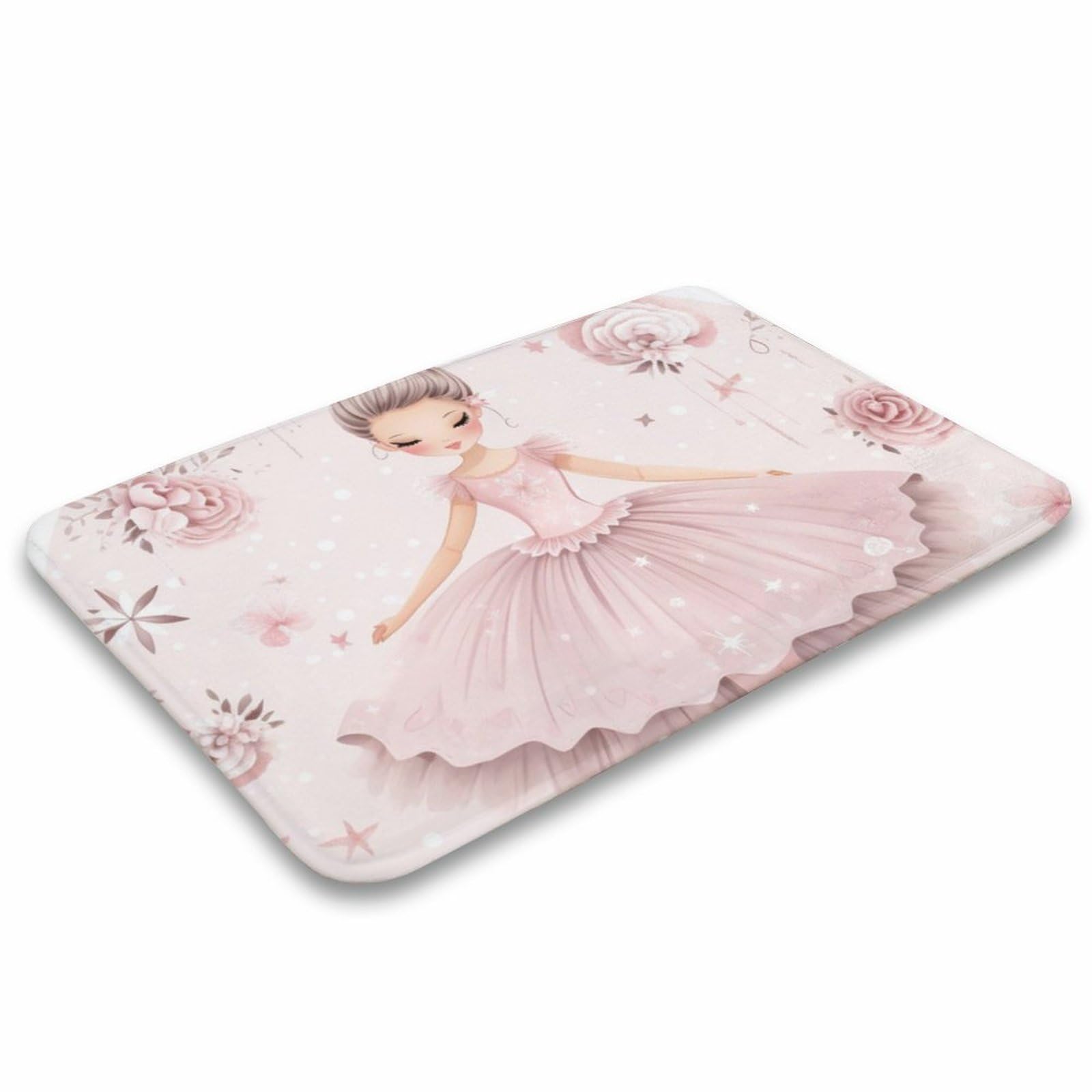 Non-Slip Ballerina Bath Mat for Girls - Cute Princess Dancer Skirt Design, 16