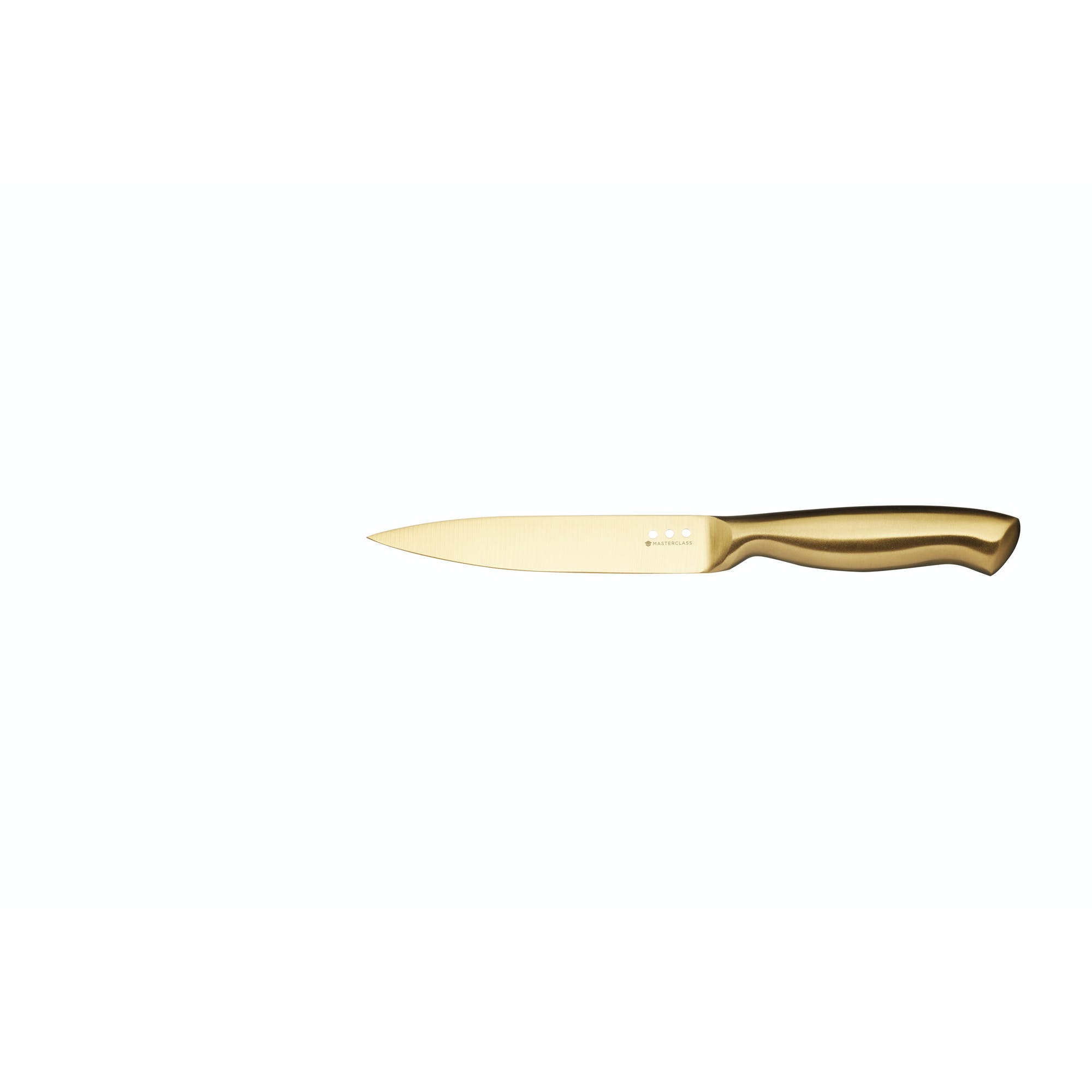 Premium 5-Piece Brass Stainless Steel Knife Set with Block - Professional Chef Knives for Cooking, Slicing & Dicing - Perfect for Home Kitchen & Gourmet Food Preparation
