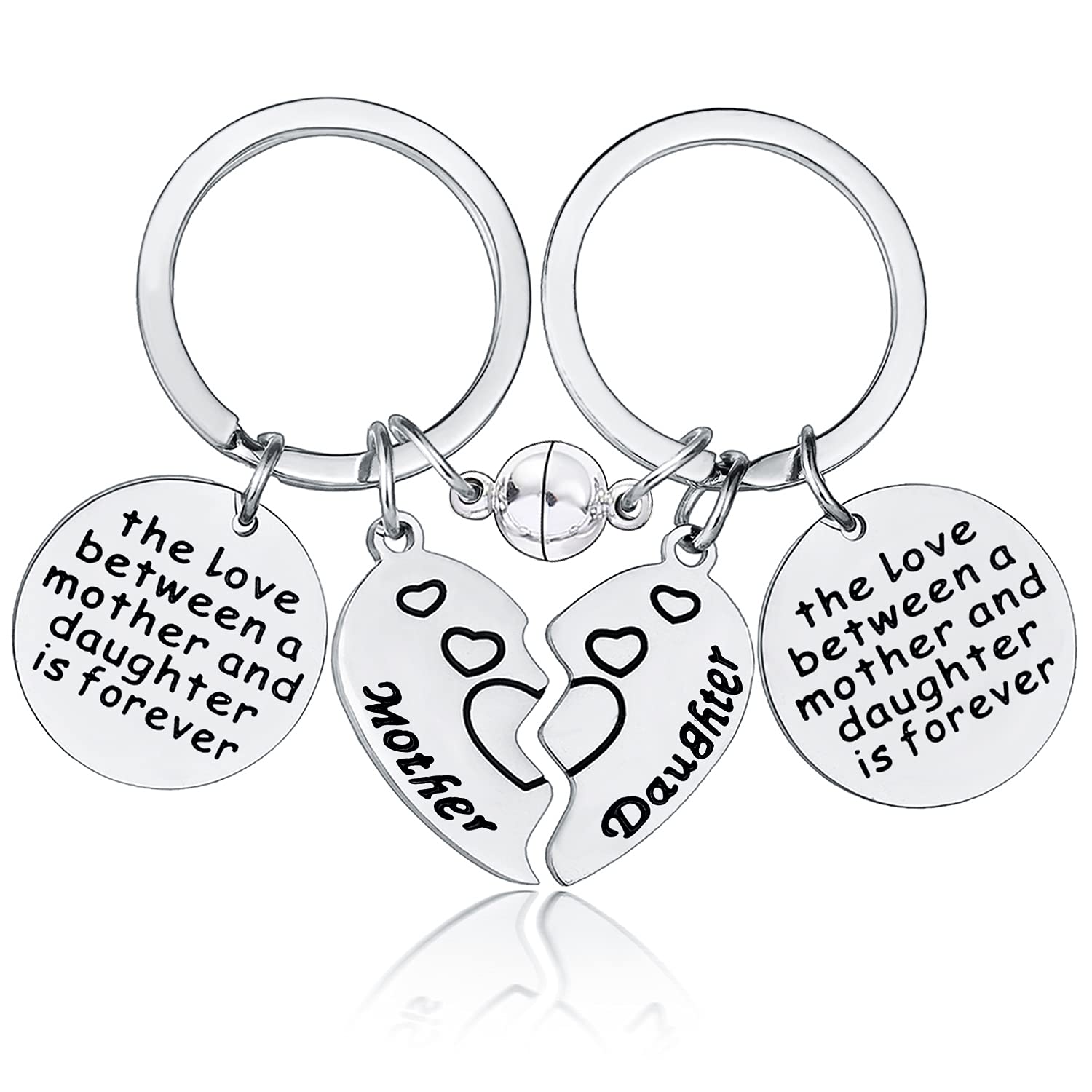 Magnetic Matching Keychains for Mother and Daughter - Best Thoughtful Gift for Mom, Women, Wife - Perfect for Birthdays, Anniversaries, Mother's Day - Heart-Shaped Keepsake for Special Bond