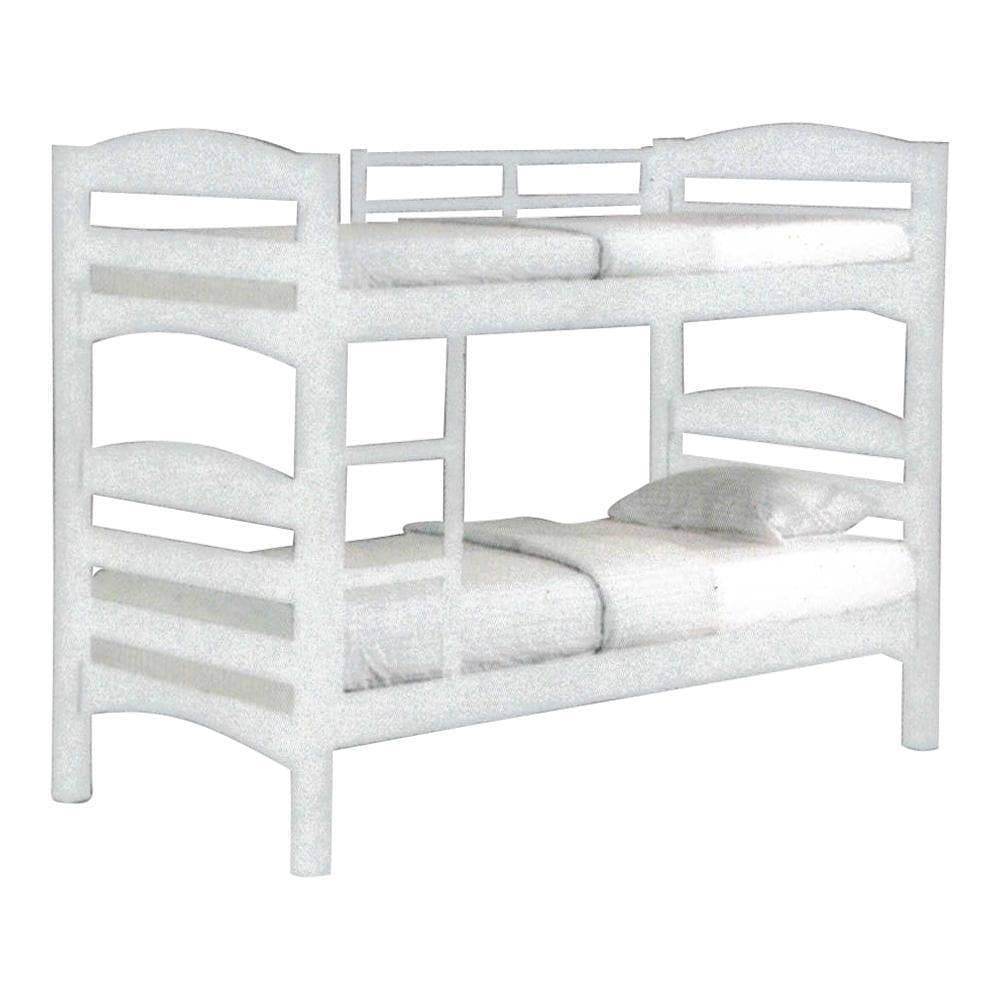 Fiona White Wooden Double Decker Bed Frame - Sturdy Bunk Bed for Kids & Teens - Space Saving Twin Over Twin Loft Bed for Small Rooms & Dormitories