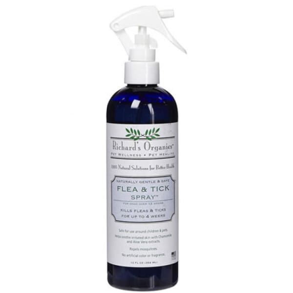 Richard's Organics Natural Flea & Tick Spray for Dogs & Cats – 12oz Safe & Effective Pest Control – Perfect for Home, Yard & Travel Use