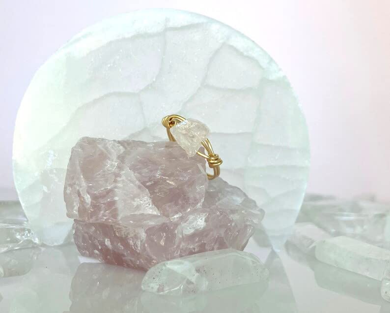 Raw Rose Quartz Gemstone Ring - Healing Crystal Nugget Ring in Sterling Silver, 14K Gold-Filled & Rose Gold-Filled Options - Handmade Wire Wrapped Jewelry with Custom Sizing - Perfect for Meditation, Energy Healing & Spiritual Gifts