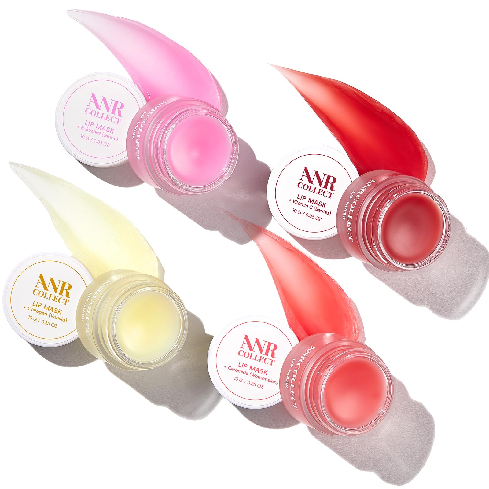 Overnight Lip Mask & Moisturizer with Collagen & Shea Butter - 4 Pack Intensive Treatment for Dry, Chapped, Dark Lips | Hydrating Lip Care Gift Set | Perfect for Nighttime Use & Daily Lip Nourishment