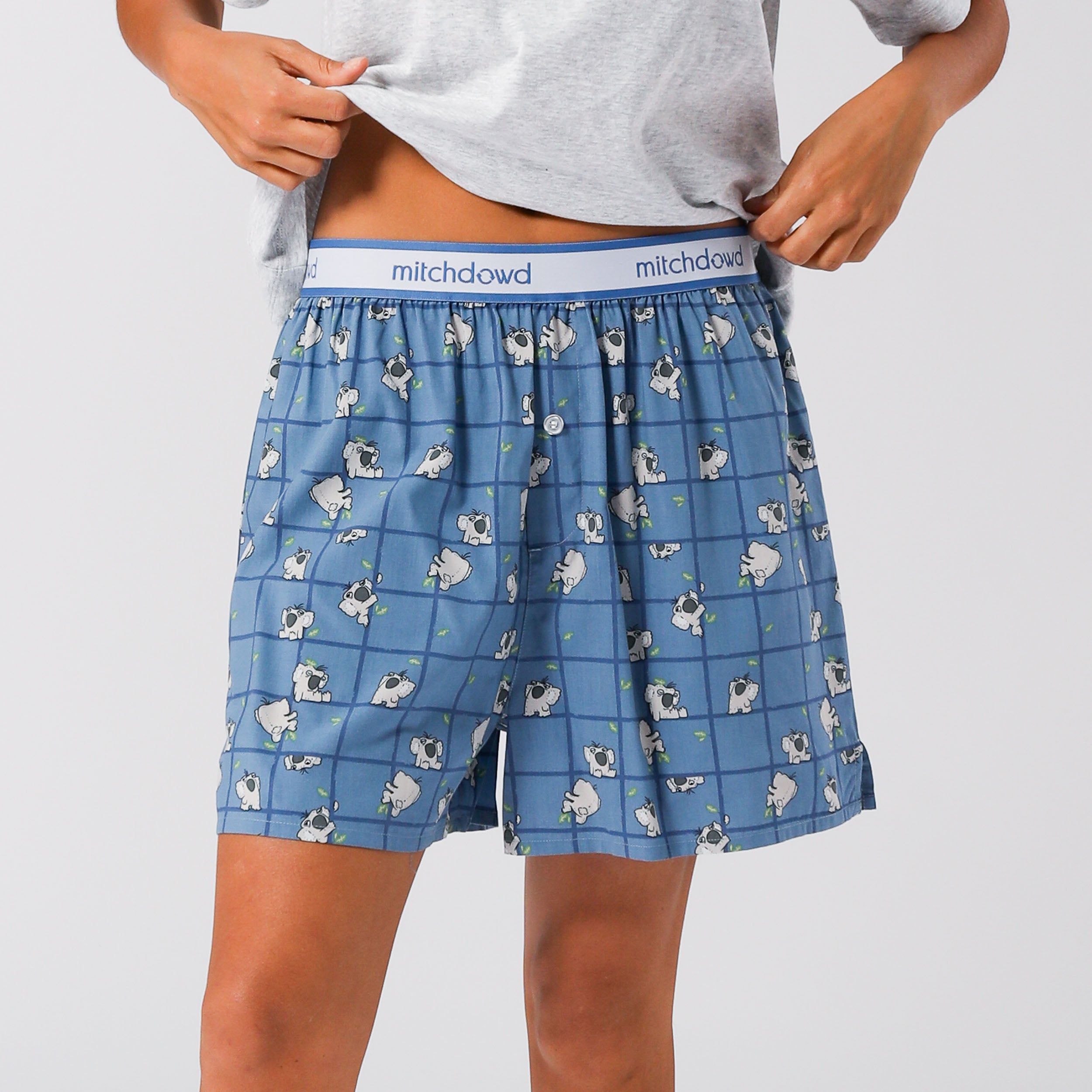 Women's Soft Koala Sleep Boxer Shorts - Breathable Cotton Lounge Pajama Shorts for Women (Blue) - Perfect for Nightwear, Lounging & Travel