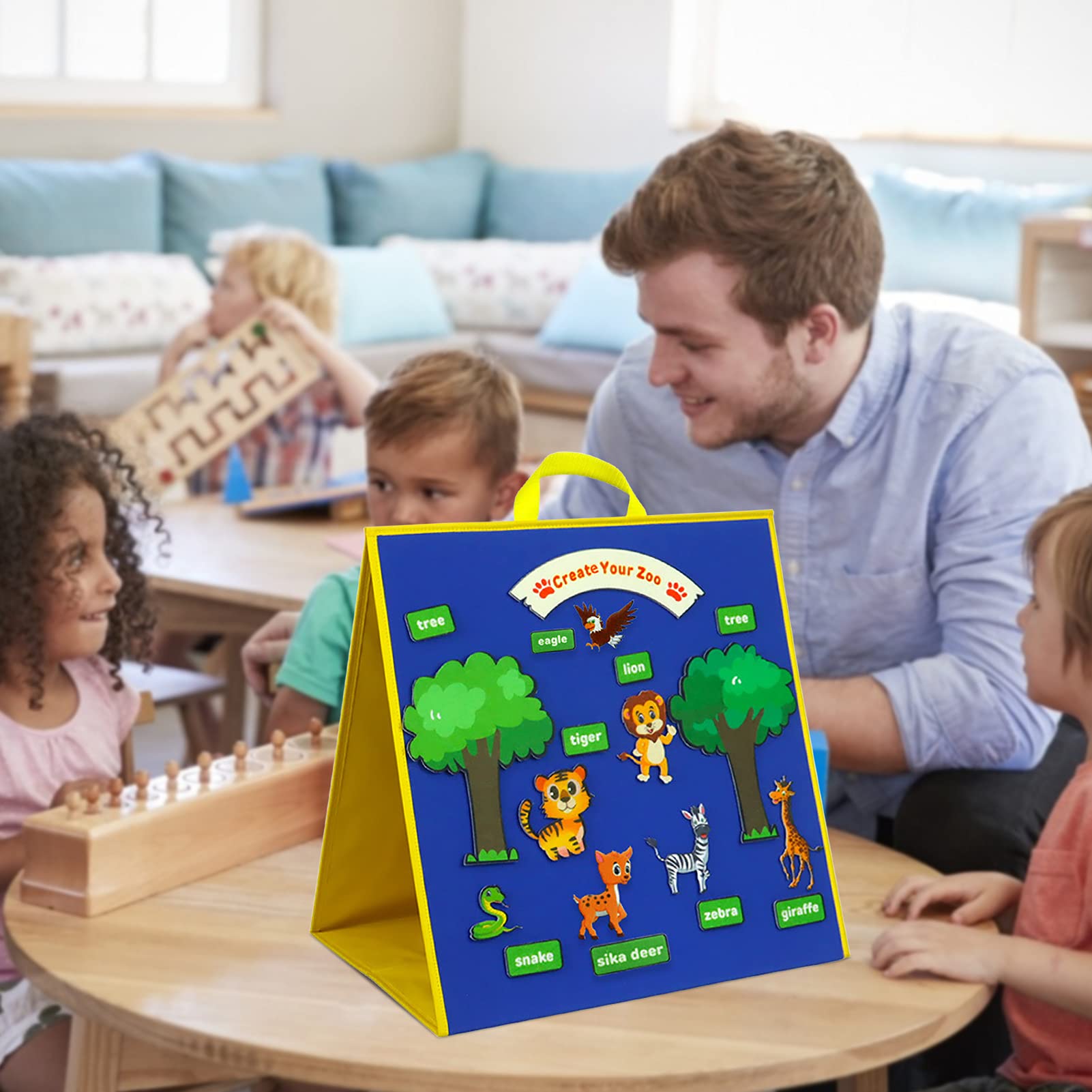 Double-Sided Felt Teaching Board 17x17 Inch - Classroom & Homeschool Learning Aid for Kids