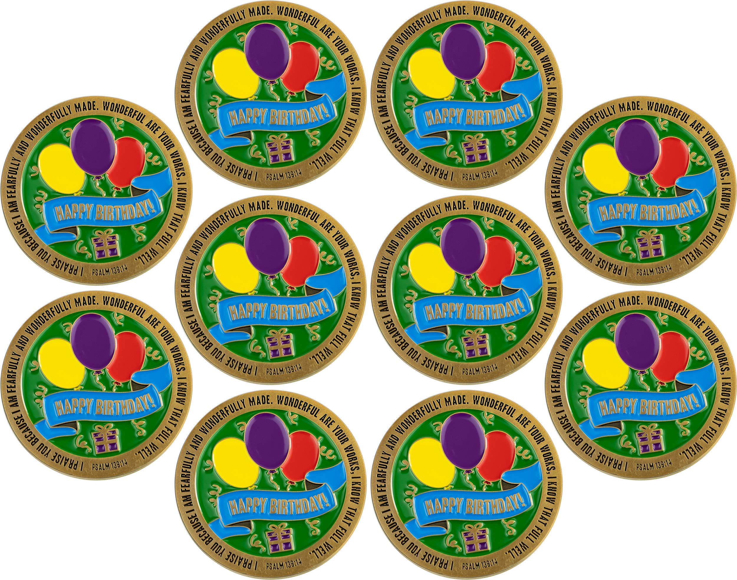 Bulk Pack of 10 Religious Birthday Gifts - Christian Prayer Tokens with Bible Verse for Friends, Siblings, Grandkids (Boys & Girls) - Fearfully & Wonderfully Made Inspirational Gifts - Perfect for Birthdays, Baptisms & Faith Celebrations