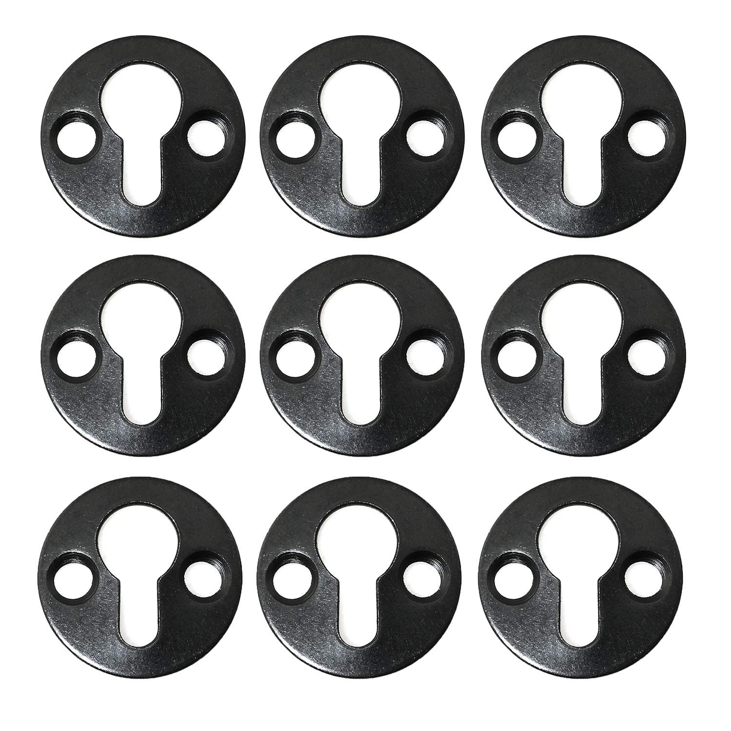 RLECS 24 Pack Black Metal Round Keyhole Brackets - Heavy Duty Picture Frame Hangers, Shelf & Mirror Mounting Hardware with Screws - Perfect for Wall Art, Floating Shelves & Home Decor Organization