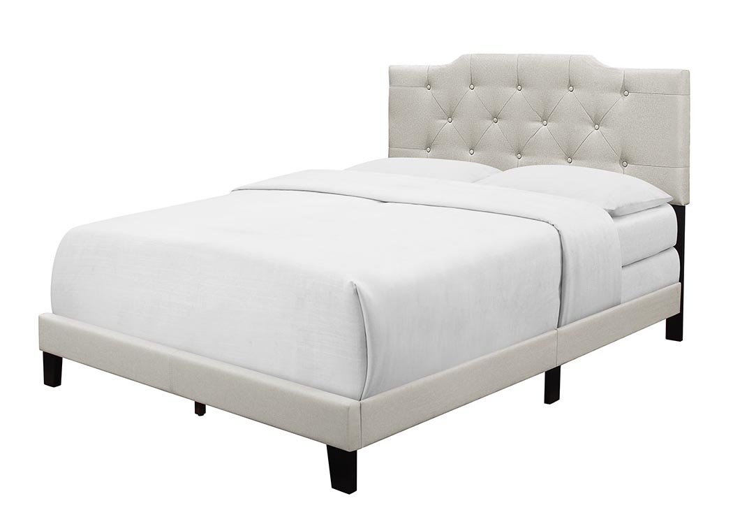 Kimberly Upholstered Queen Size Bed in Beige - Modern Bedroom Furniture for Master Bedroom & Guest Room