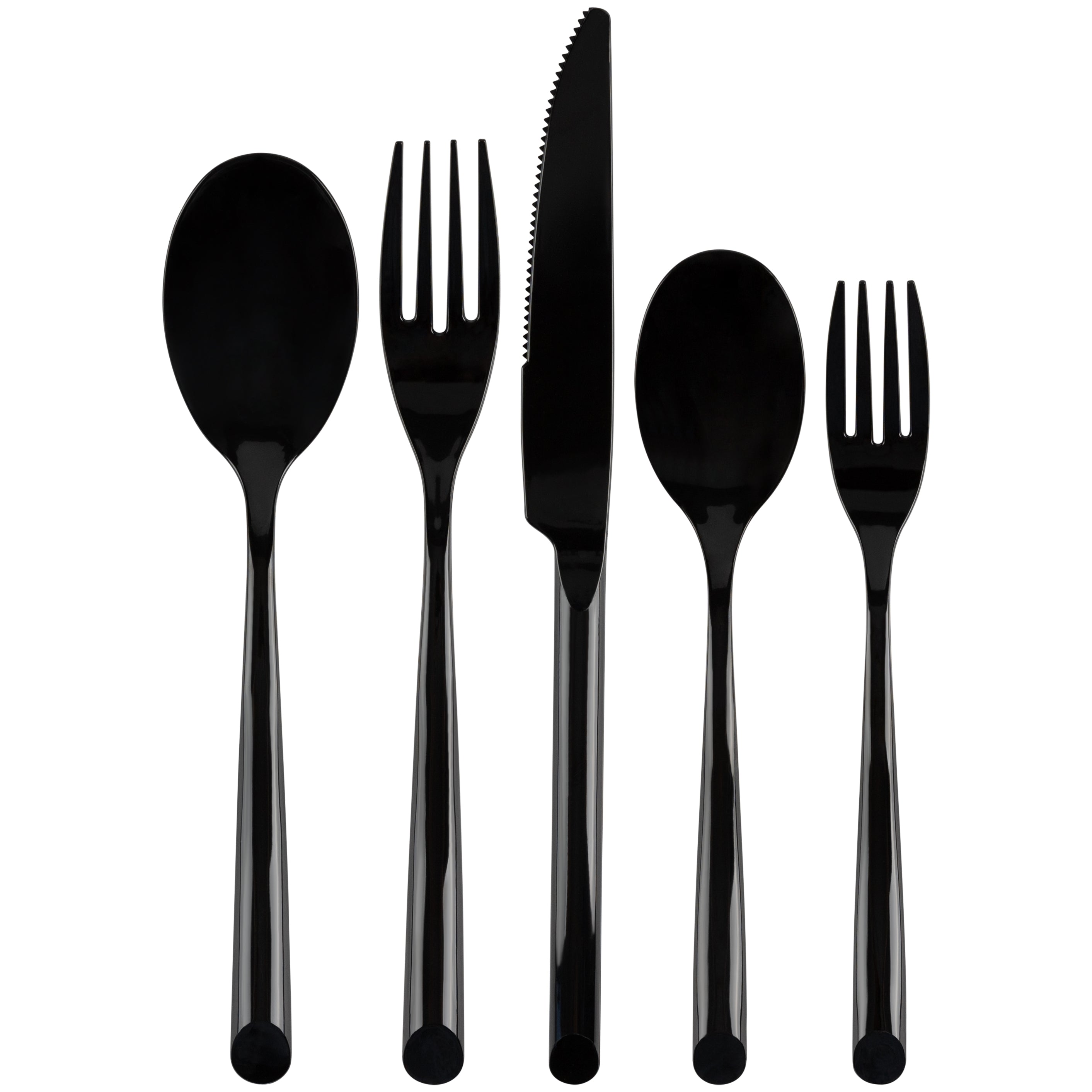 Suave Collection Black Flatware Set - 40-Piece Stainless Steel Cutlery Combo (8 Place Settings) - Elegant Dining for Restaurants, Weddings & Home Entertaining