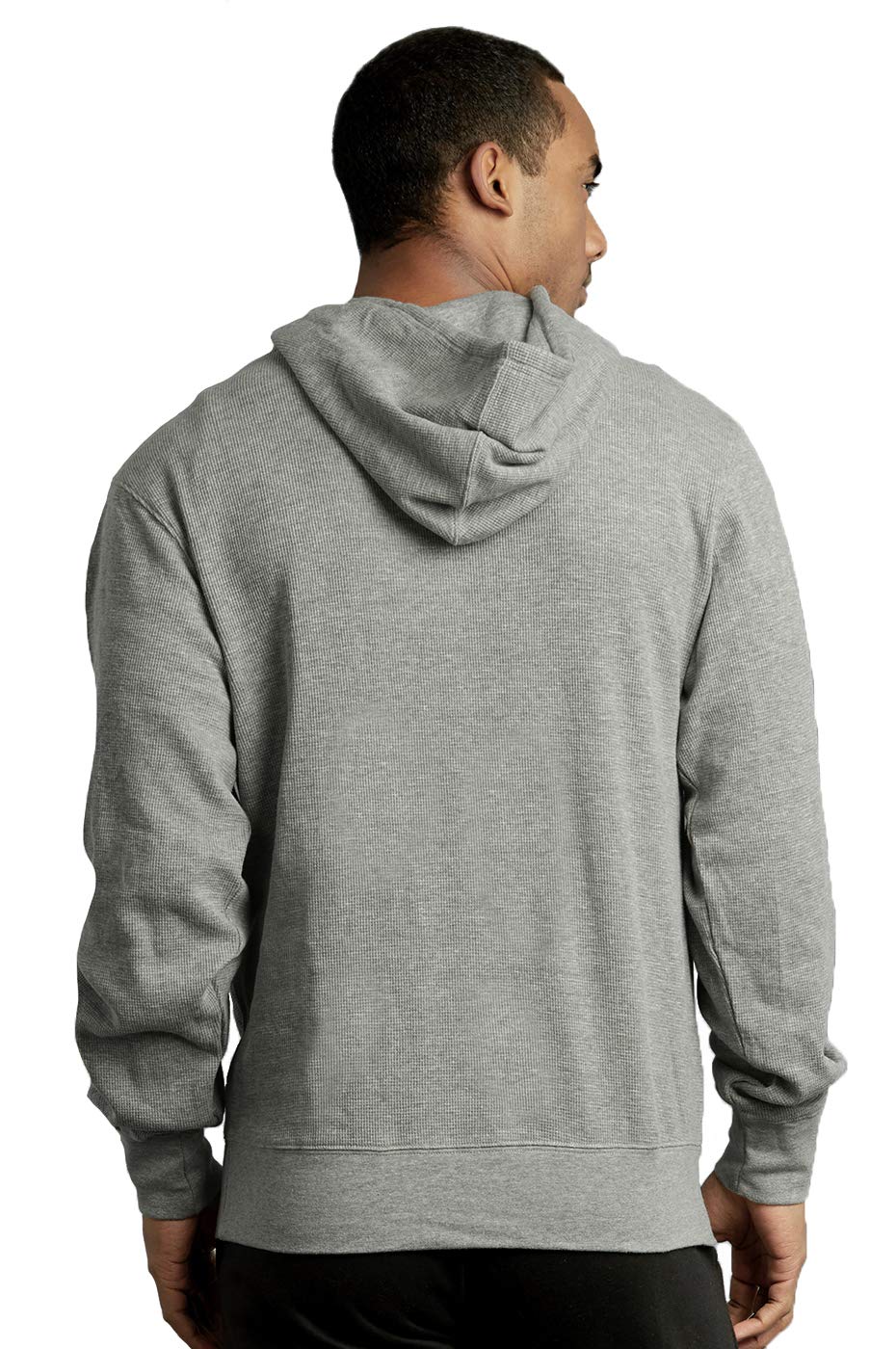 Men's Waffle Knit Cotton Pullover Hoodie - Lightweight Long Sleeve Sweatshirt (Small, Heather Grey) for Casual Wear, Lounge & Outdoor Activities