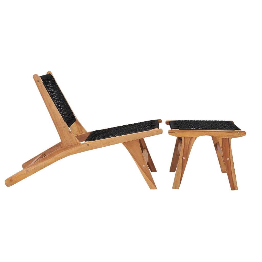 Premium CHARMMA Sun Lounger with Adjustable Footrest - Solid Teak Wood & Durable Rope Design - 11.42KG Weight Capacity - Perfect for Poolside, Beach, Patio, and Outdoor Relaxation