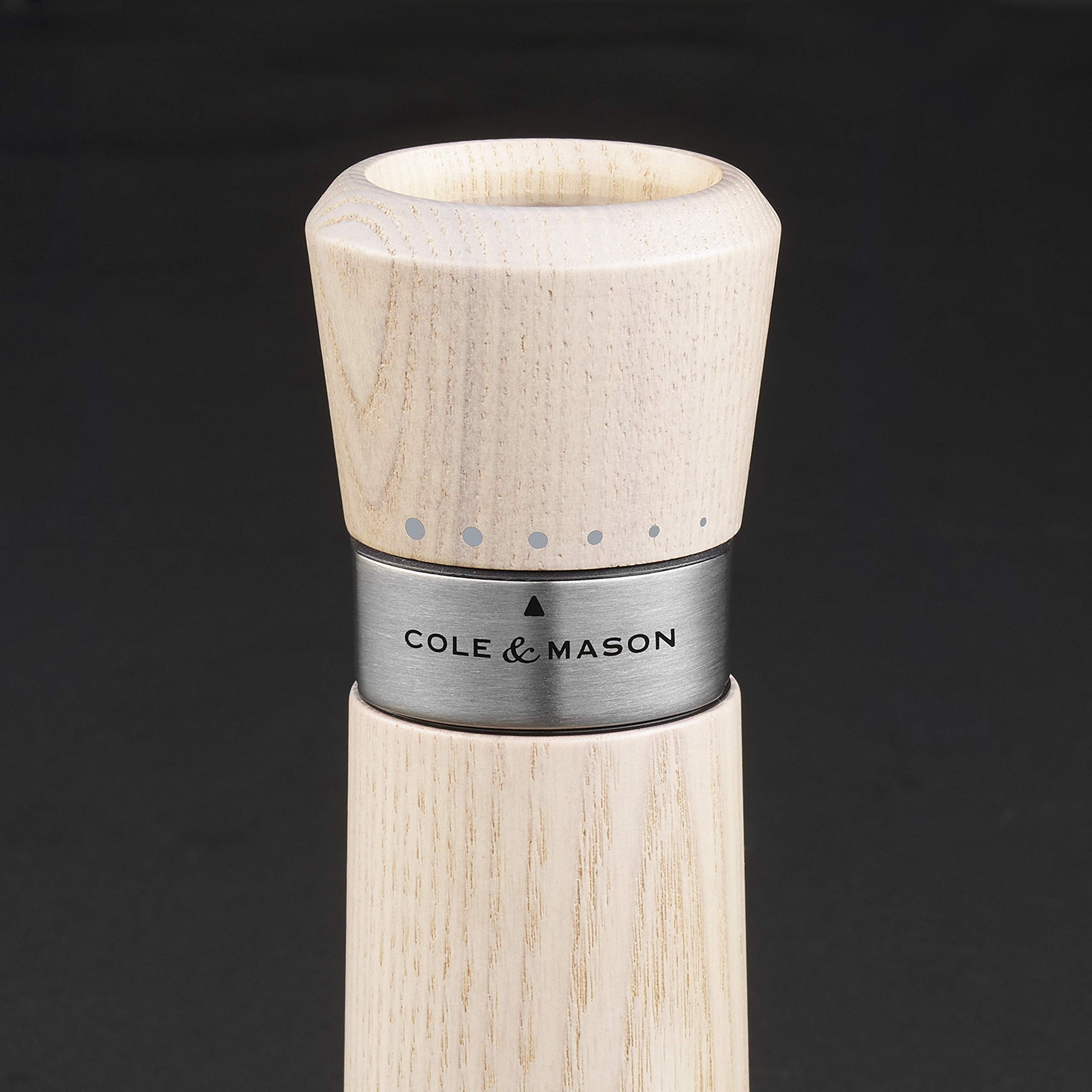 Cole & Mason Lyndhurst Nordic White Salt and Pepper Mills Set - Premium Stainless Steel & Stained Ash Wood - 185mm Gourmet Precision+ Grinders - Perfect for Kitchen, Dining Table & Gift Giving