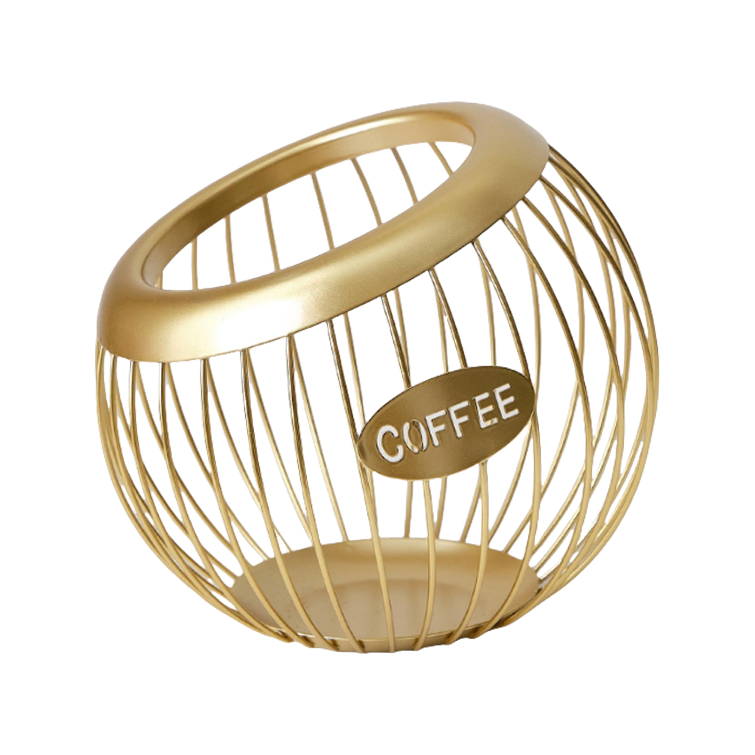 Premium Metal Coffee Pod Holder - Large Capacity Storage Basket for Nespresso & Keurig Pods | Coffee Bar & Espresso Station Organizer | Countertop Accessory for Home & Office (Gold)