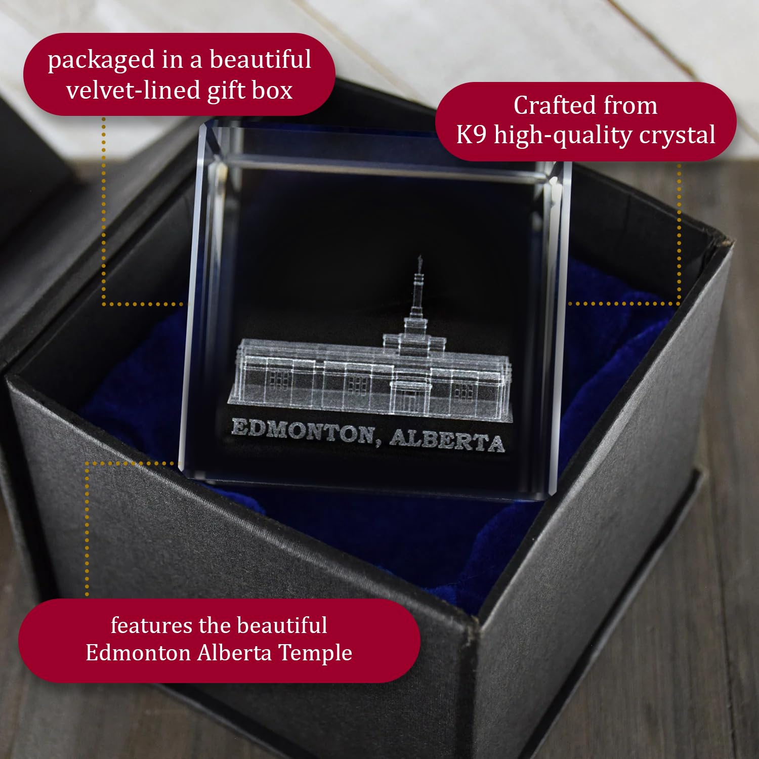 Crystal Cube Desk Decor - LDS Temple Paperweight for Office & Home | Christian Gift