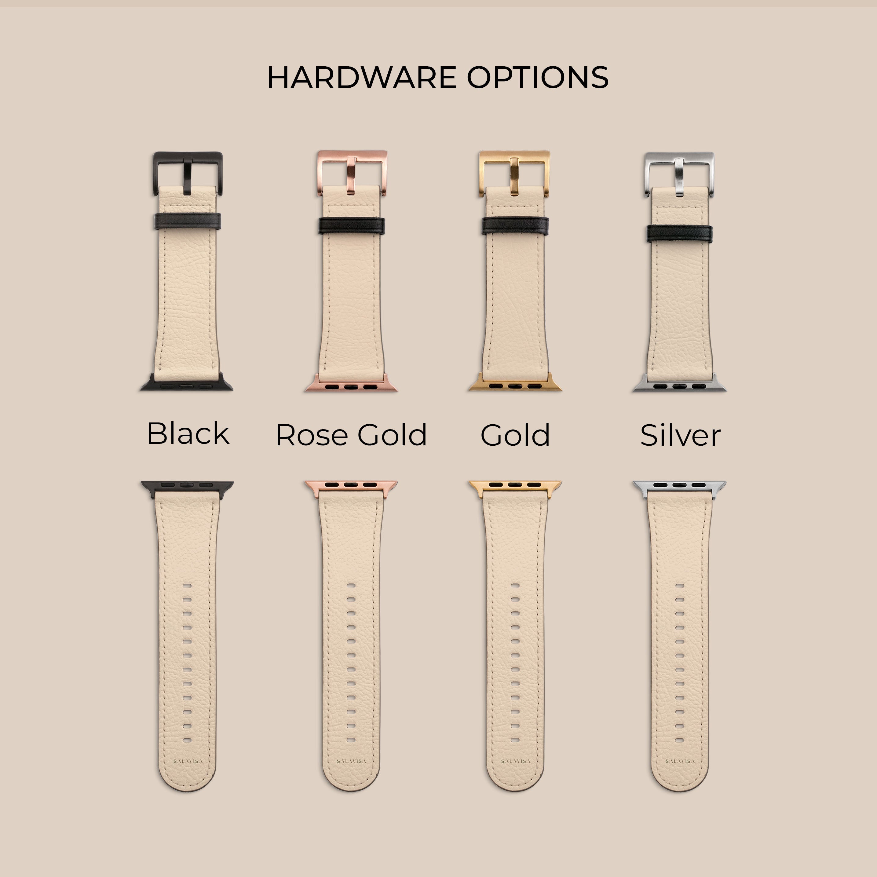 Luxury Beige Leather Apple Watch Band for Women & Men - Elegant Country Club Style, Compatible with All Apple Watch Series - Perfect for Golf, Business & Casual Wear