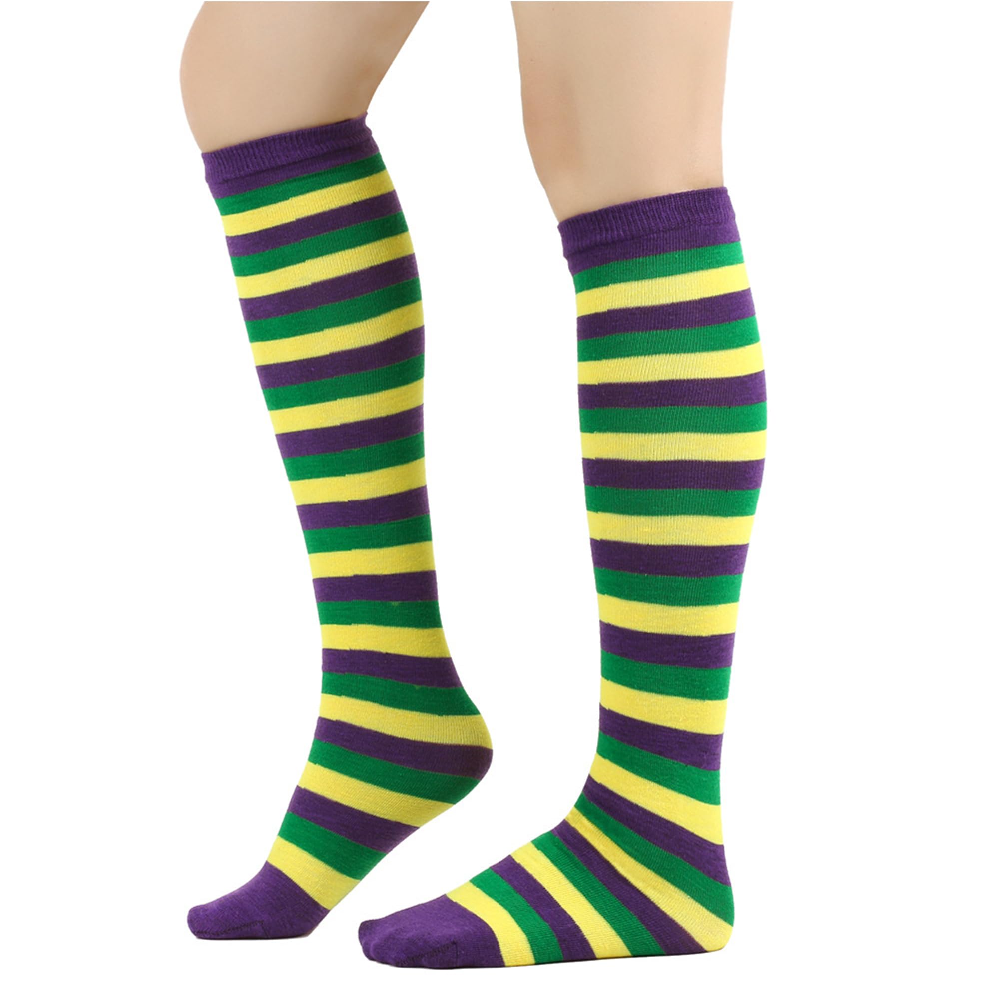 Women's Knee High Athletic Socks - Striped Running & Baseball Socks for Sports & Outdoor Activities