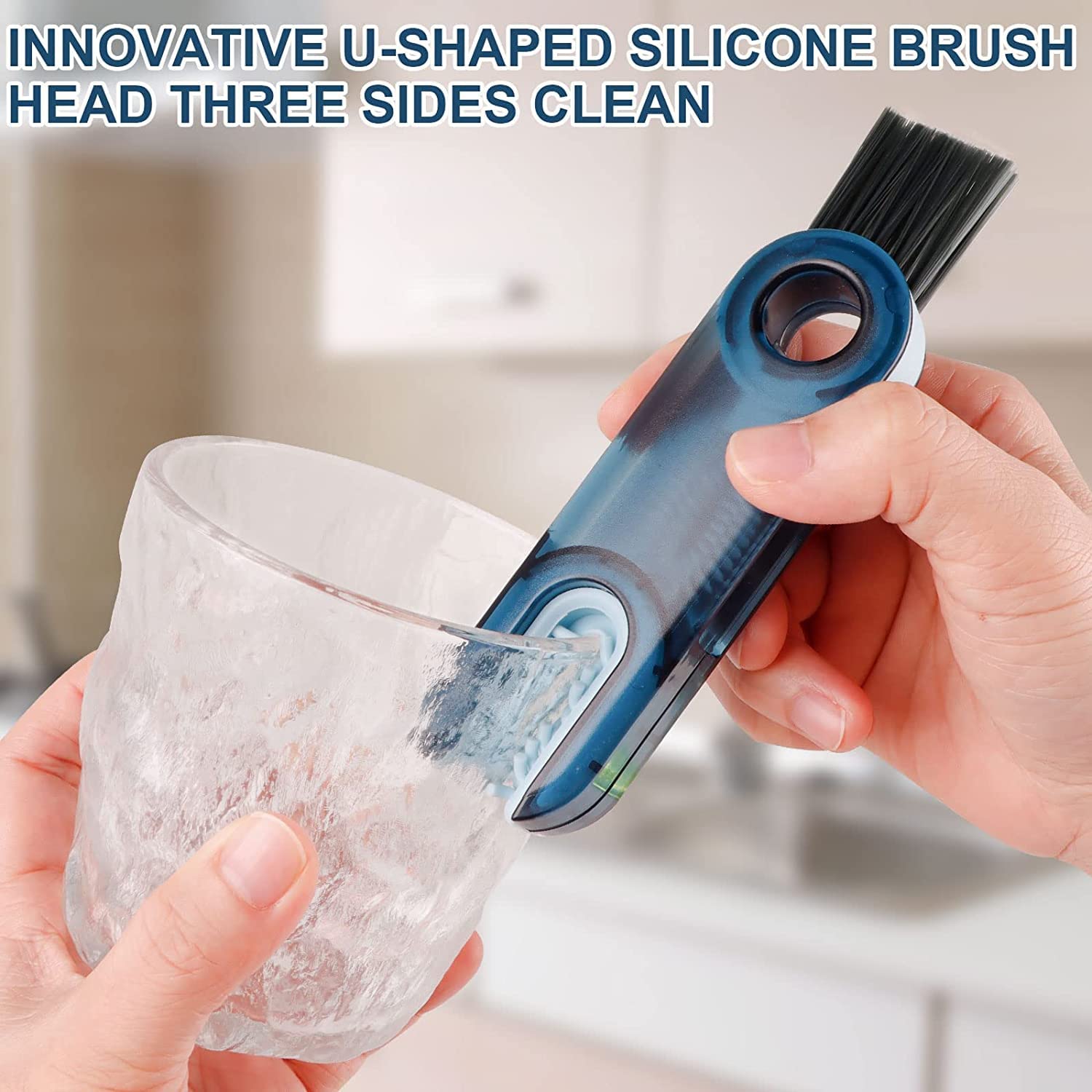 AUGEN 3-in-1 Multifunctional Cleaning Brush for Bottles, Cups, Straws & Nipples - Tiny Detail Groove Cleaner for Baby Bottles, Travel Mugs & Kitchenware (Pack of 2) - Perfect for Infant Feeding, Dishwashing & Household Cleaning