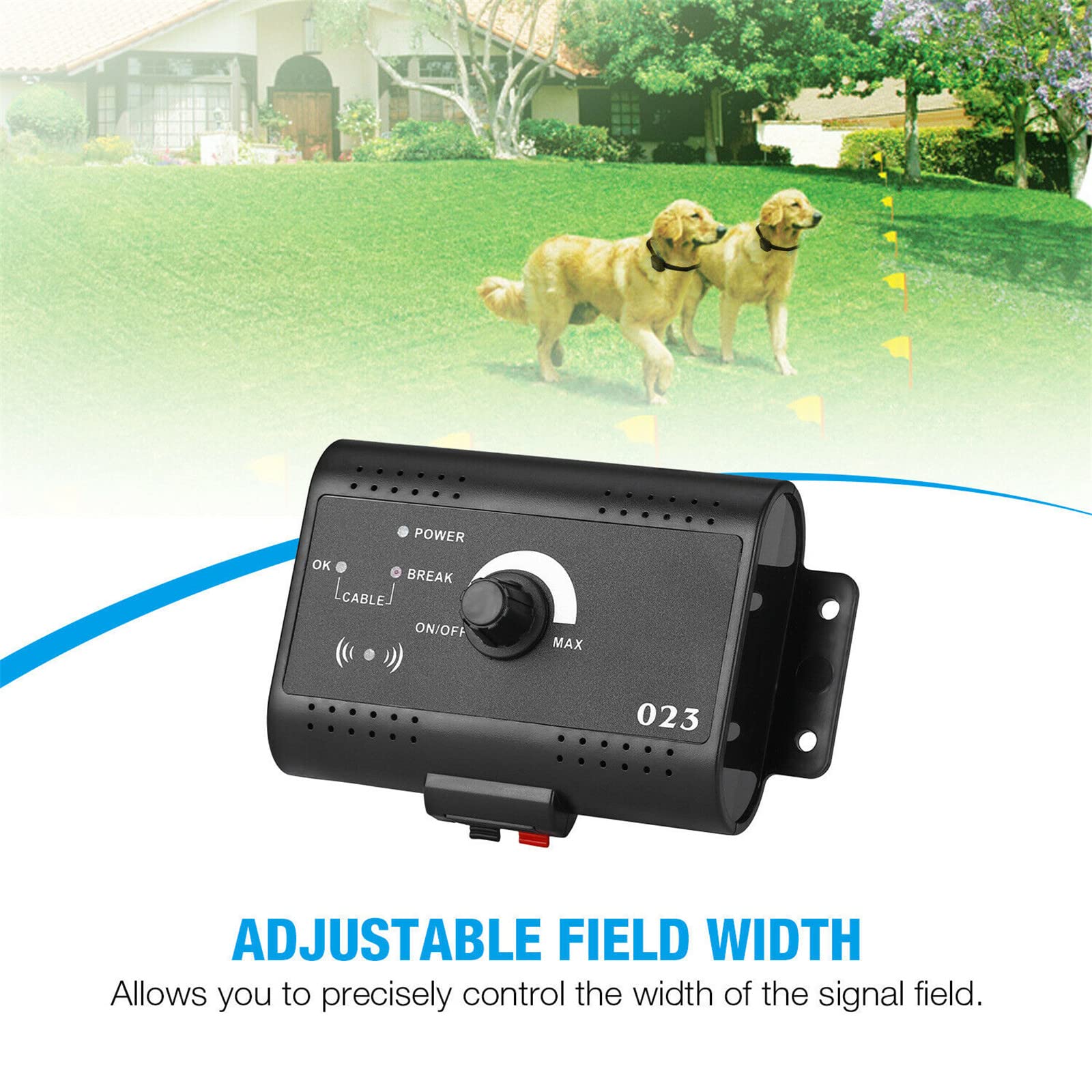 Electric Dog Fence System - Waterproof Collar Receivers with Shock/Tone Correction | 984Ft Underground Boundary Wire for Small, Medium & Large Dogs | Contains 2 Collars | Perfect for Backyard Pet Containment & Training