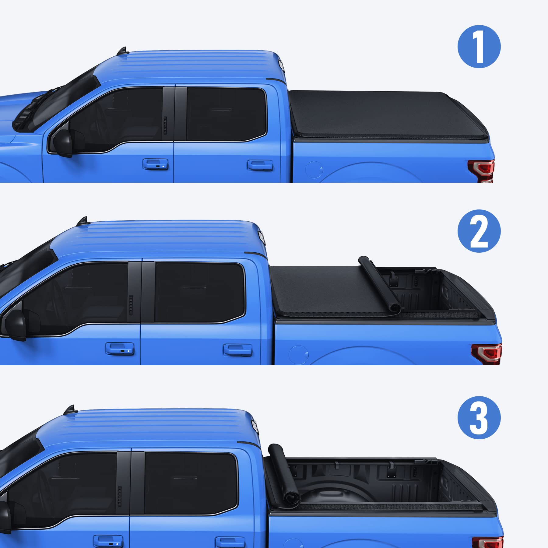 **CARMOCAR Soft Roll Up Tonneau Cover for 2015-2022 Ford F-150 Styleside 5.5