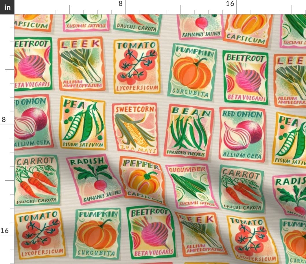 Vegetable Garden Printed Cotton Fabric by The Yard - for Sewing, Quilting & Decor