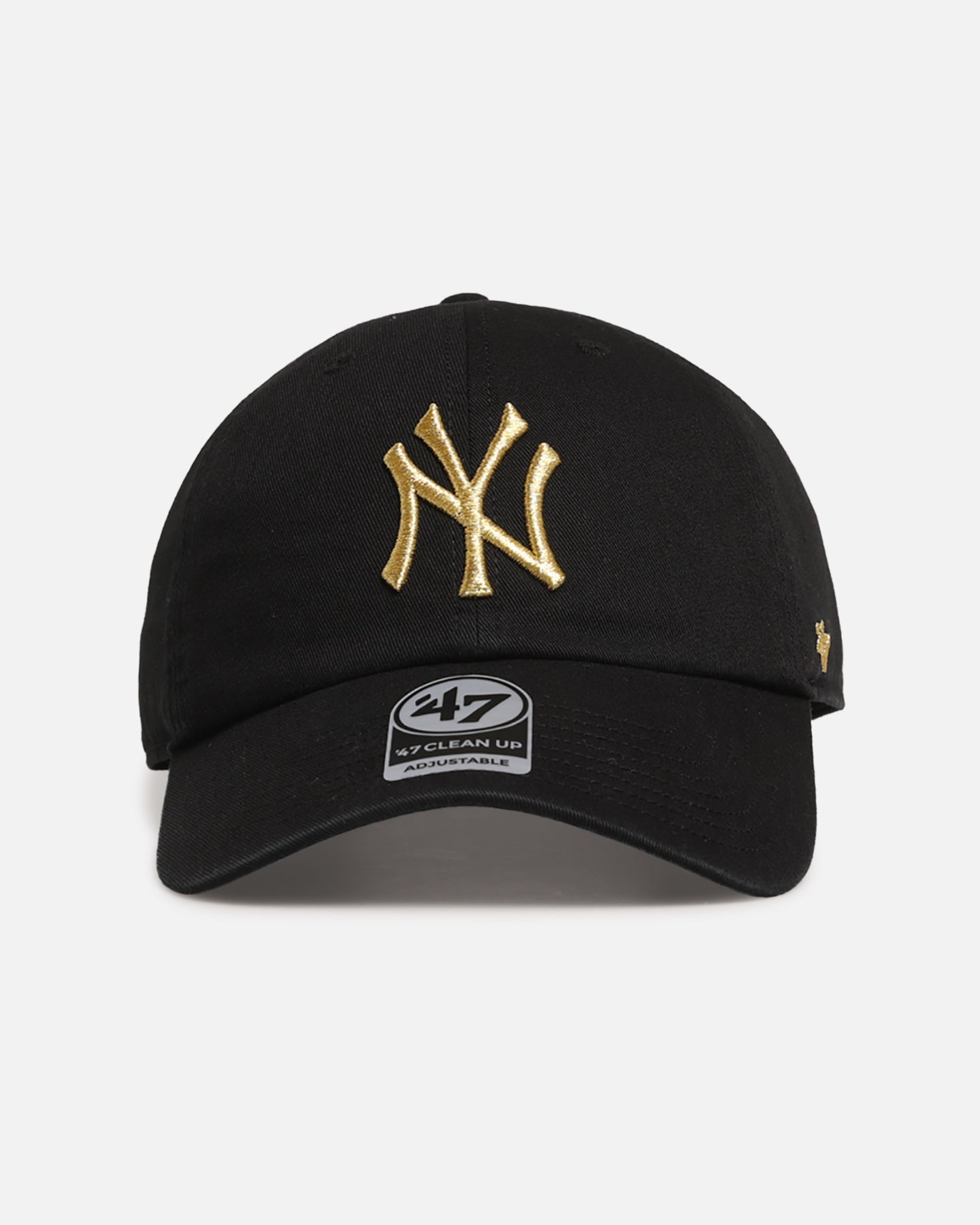 New York Yankees 'Metallic' 47 Clean Up Strapback Cap - Black/Gold Adjustable Hat for Baseball Fans & Streetwear Fashion