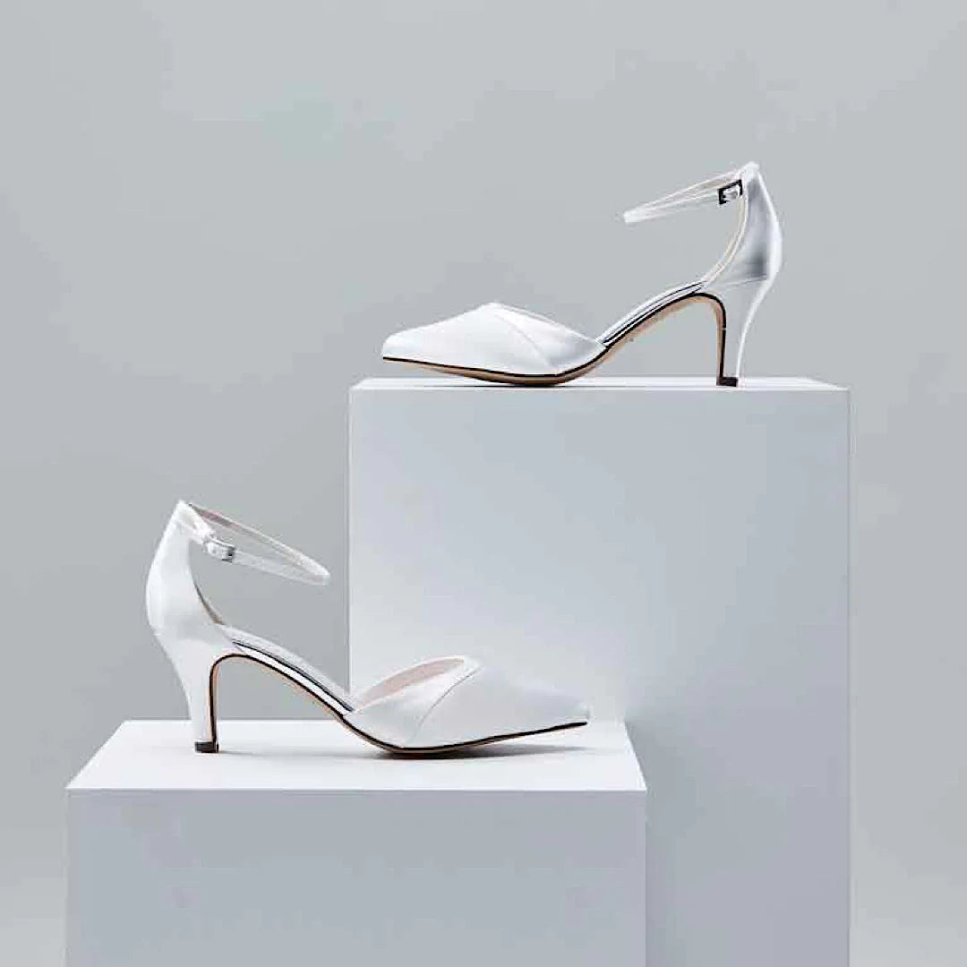 Ivory Satin Wedding Shoes for Bride - Rainbow Club Harper Style Size 7 | Elegant Bridal Heels for Church Ceremony, Reception & Photoshoot