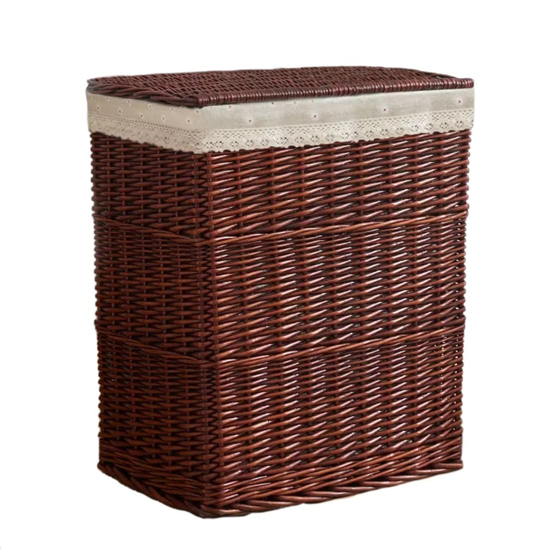 Zhangmeiren Natural Bamboo Woven Rattan Storage Basket - Handmade Laundry Hamper, Snack & Clothes Organizer, Willow Garment Bin (Red) - Perfect for Bedroom Closet, Nursery Organization & Farmhouse Decor