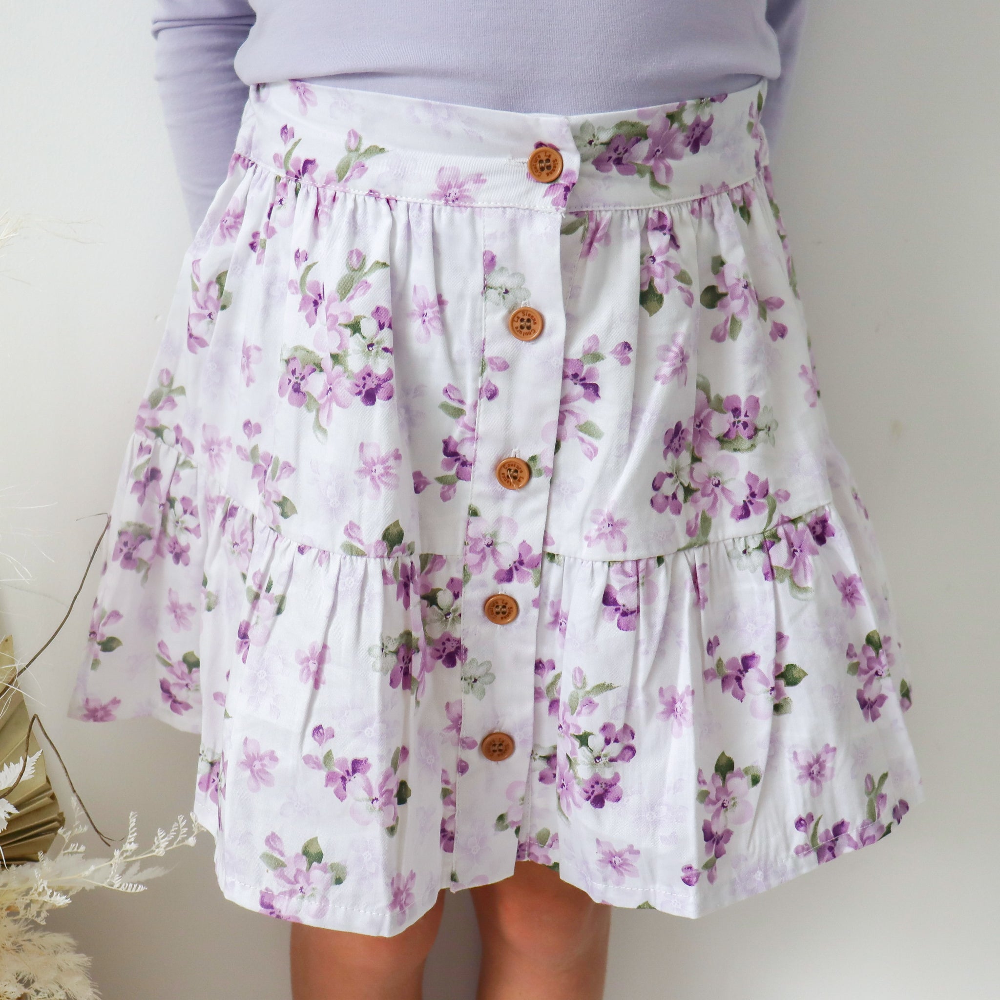Elegant Ruffle Button Skirt for Women - Mya Floral Print Summer Skirt | Perfect for Beach Vacations, Date Nights & Casual Outings