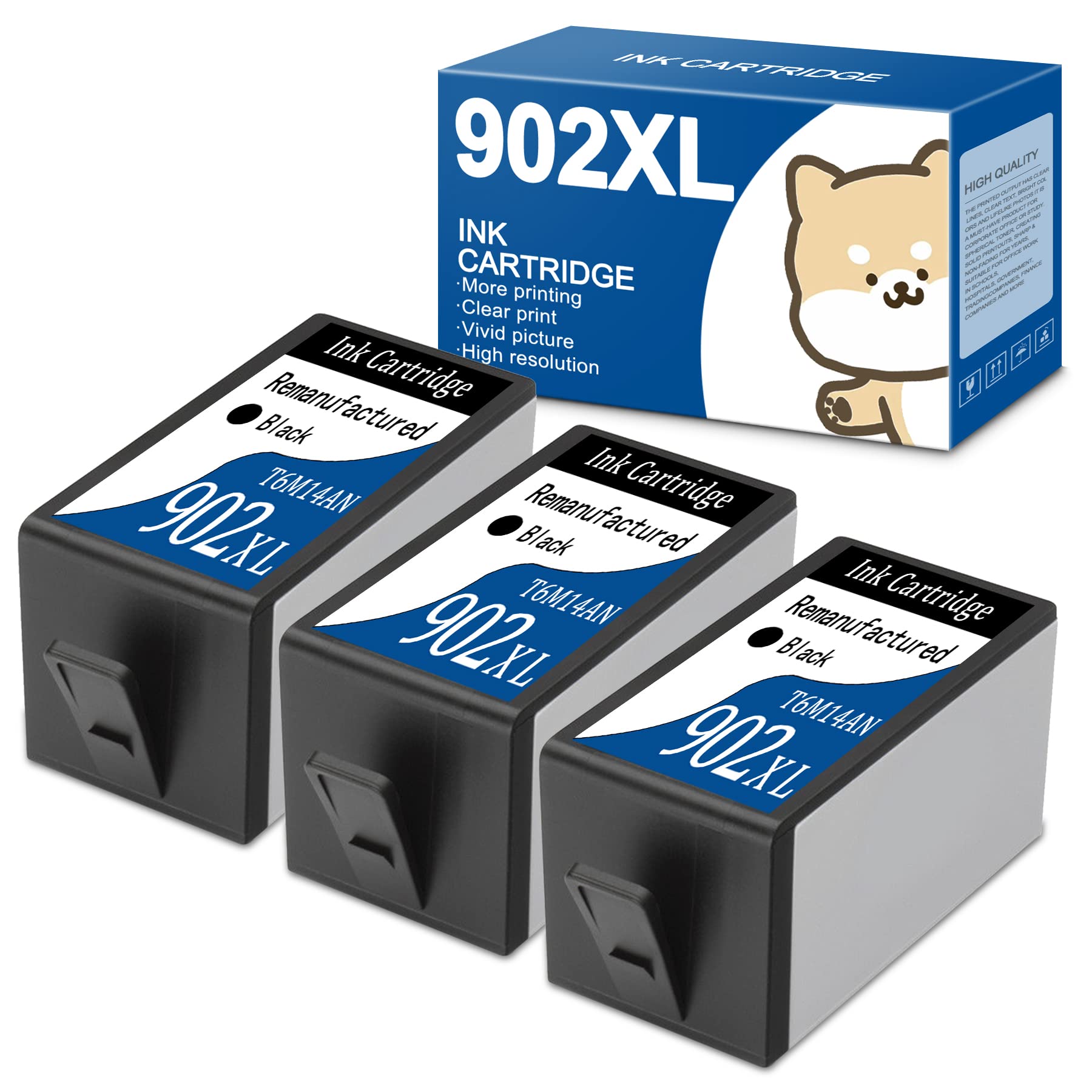 YIFEIL Remanufactured 902XL T6M14AN Ink Cartridge (3-Pack, Black) - Compatible with HP OfficeJet 6958 6962 6954 6951 Pro 6975 6968 6961 6971 6970 6978 Printers | High-Quality Replacement for Home & Office Printing Needs
