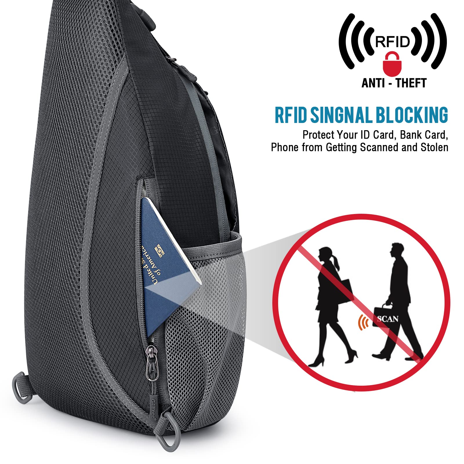 G4Free RFID Sling Bag - Waterproof Crossbody Backpack for Hiking & Travel