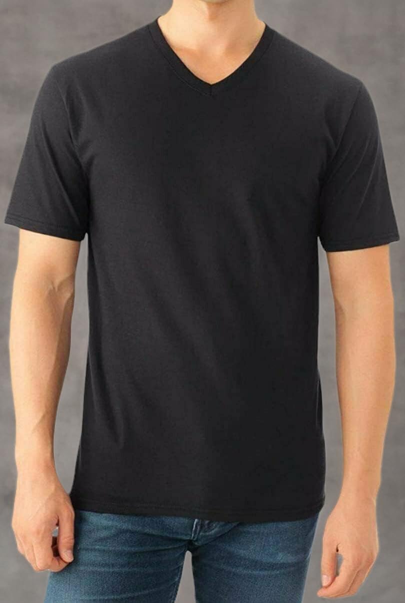 Fruit of the Loom Men's ComfortSoft V-Neck T-Shirt - Pack of 6, Breathable Cotton Crew Neck Tees for Casual Wear, Gym & Everyday Use