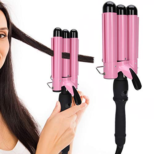 Electric Triple Barrel Curling Iron - 32mm 3-in-1 Hair Styling Tool with Hair Dryer Attachments for Beach Waves & Salon-Quality Curls | Perfect for Home Use, Travel & Professional Styling