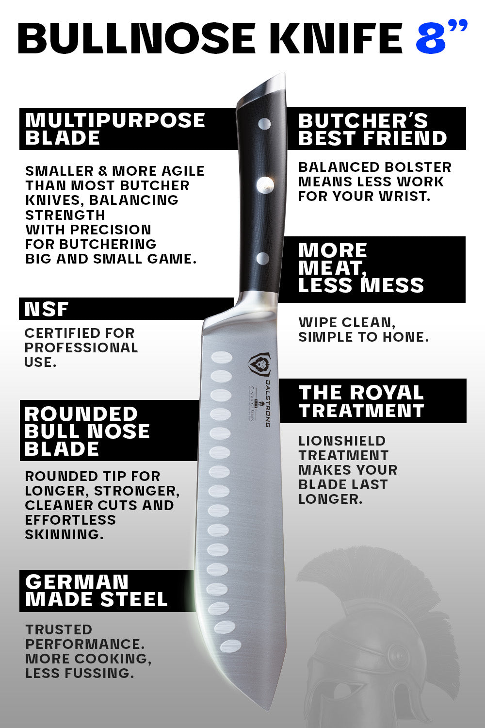 Dalstrong Gladiator Series Bull Nose Butcher & Breaking Knife 8