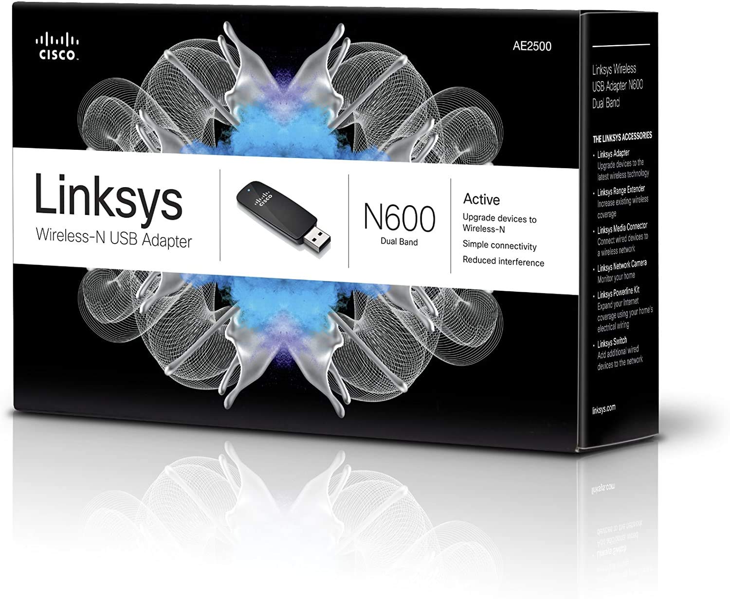 Linksys AE2500 Dual-Band Wireless-N USB Adapter - High-Speed WiFi Dongle for PC & Laptop - Stable Connection for Gaming, Streaming & Remote Work