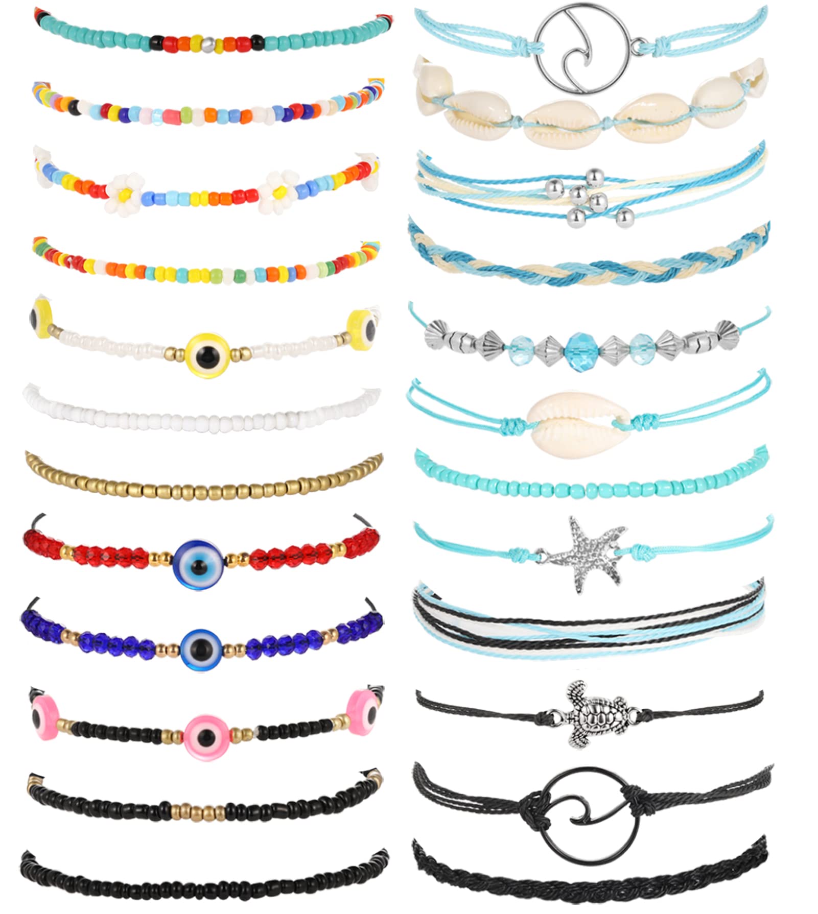 Gold & Silver Adjustable Ankle Bracelets for Women & Girls - Boho Anklet Set with Butterfly Charm, Cute Foot Chain Jewelry for Beach, Summer Outfits & Casual Wear