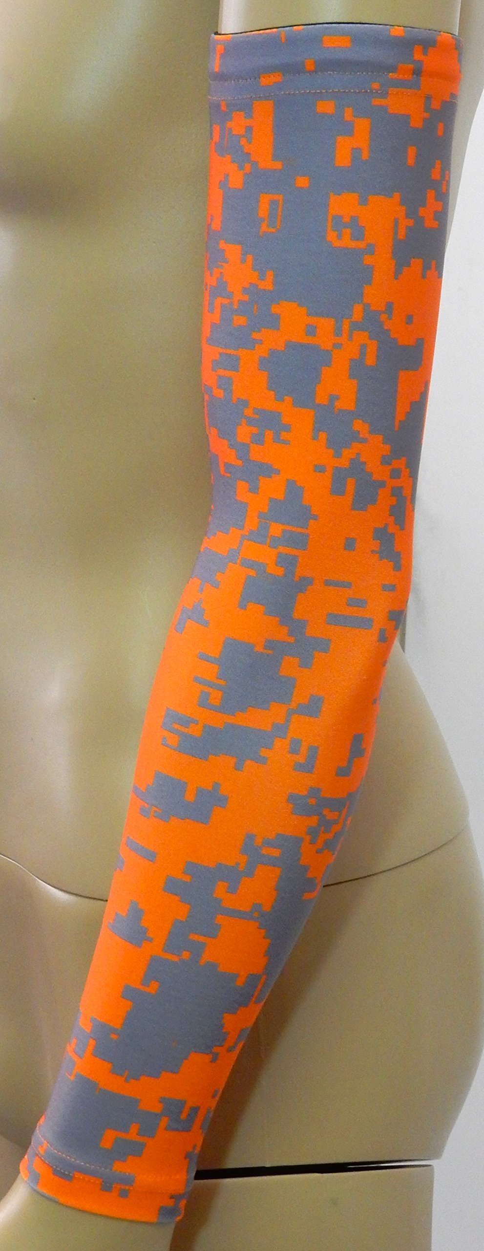 NEW! Sports Farm - Orange & Gray Digital Camo Arm Sleeve for Basketball, Running & Outdoor Sports - UV Protection & Compression Fit
